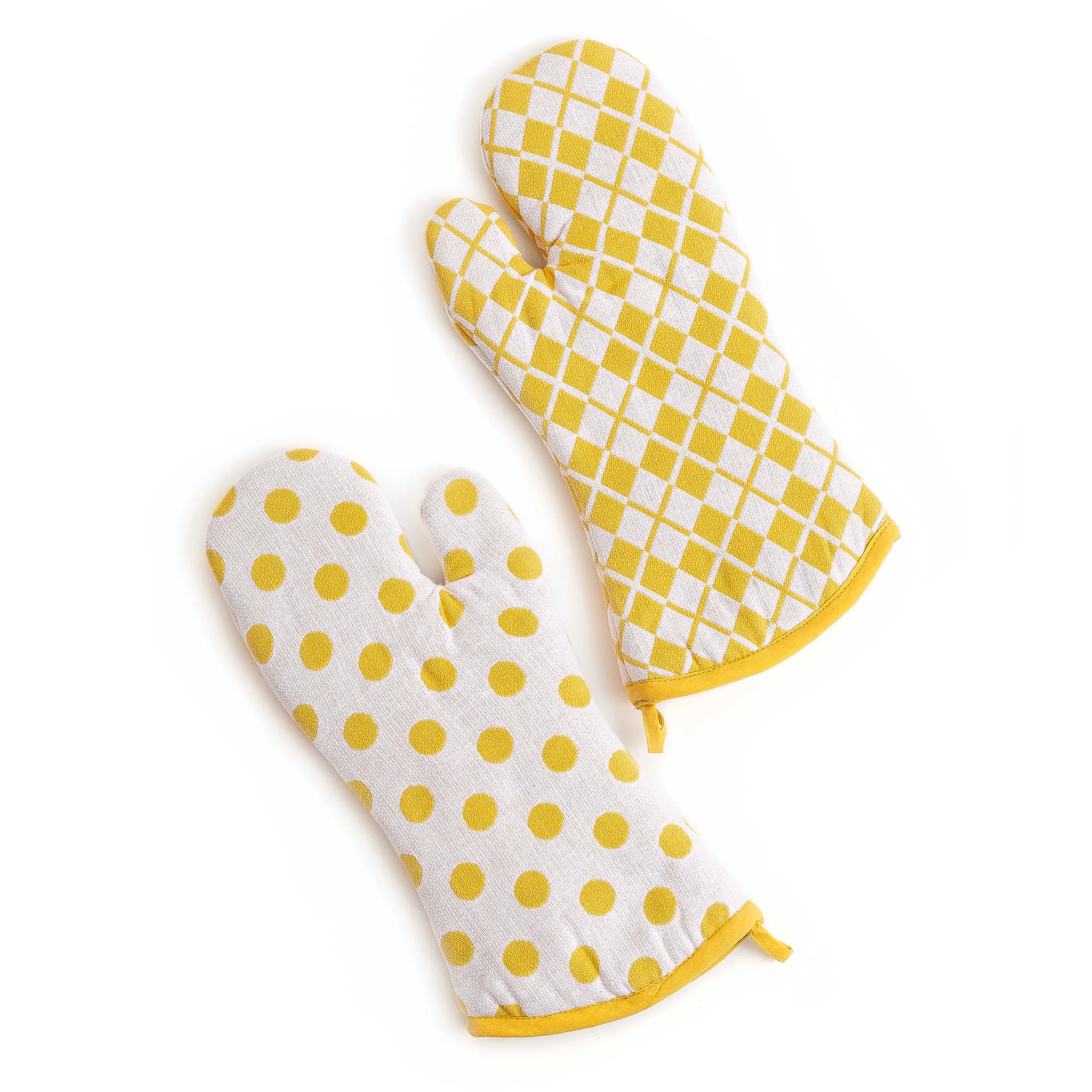 Argyle Oven Mitts - Yellow - Set Of 2