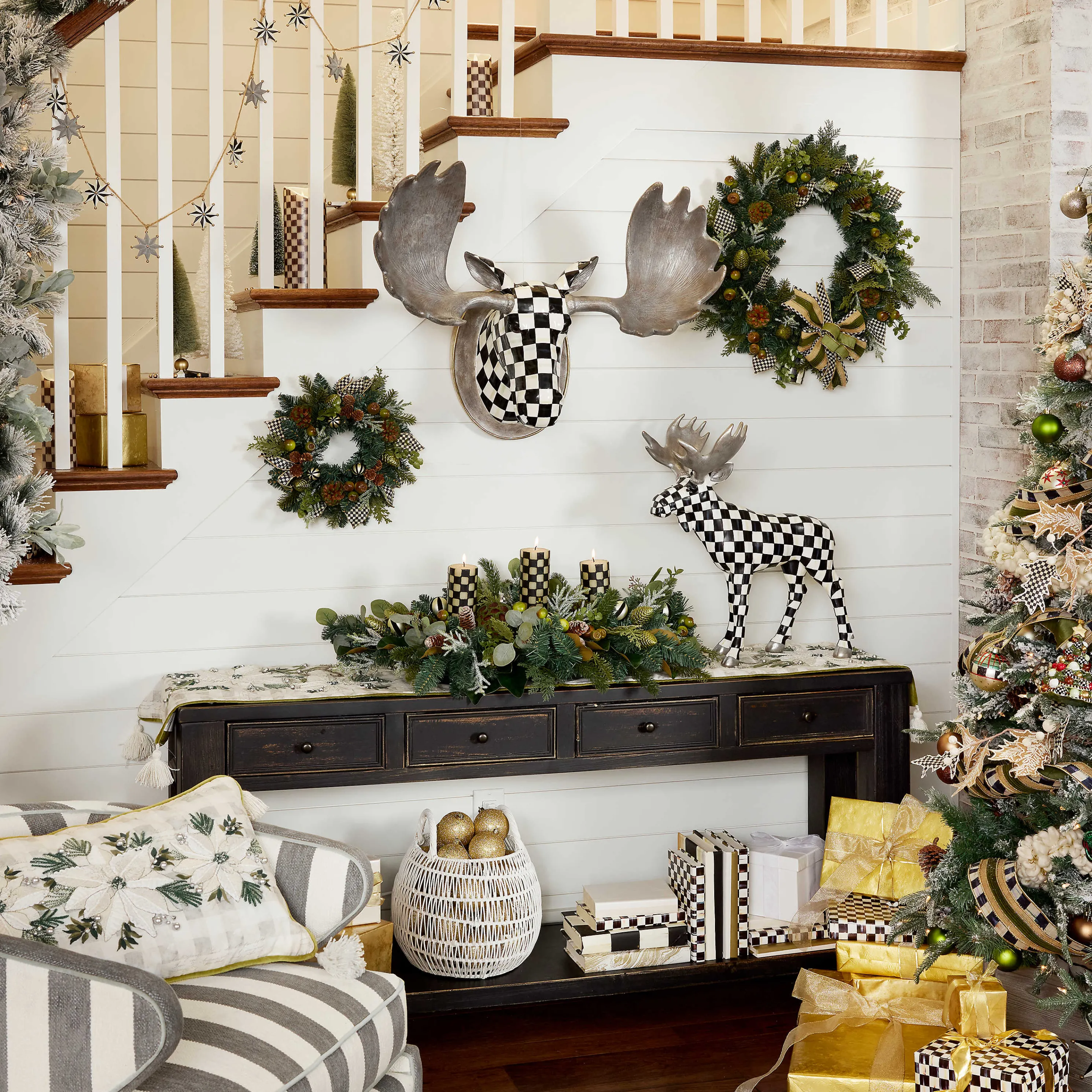 Check Pillar Candle - 6" - Black