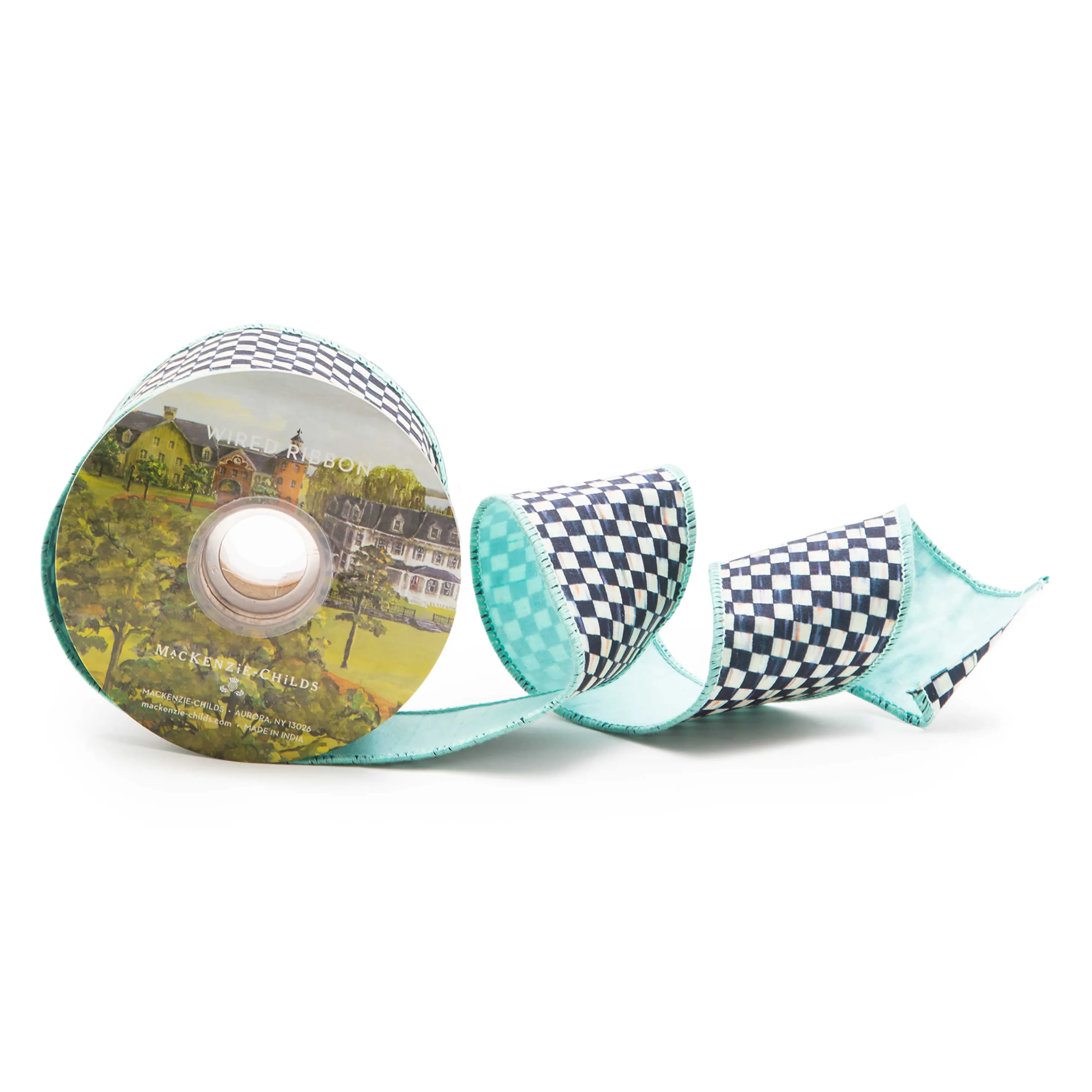 Courtly Check 2.5" Ribbon - Aqua