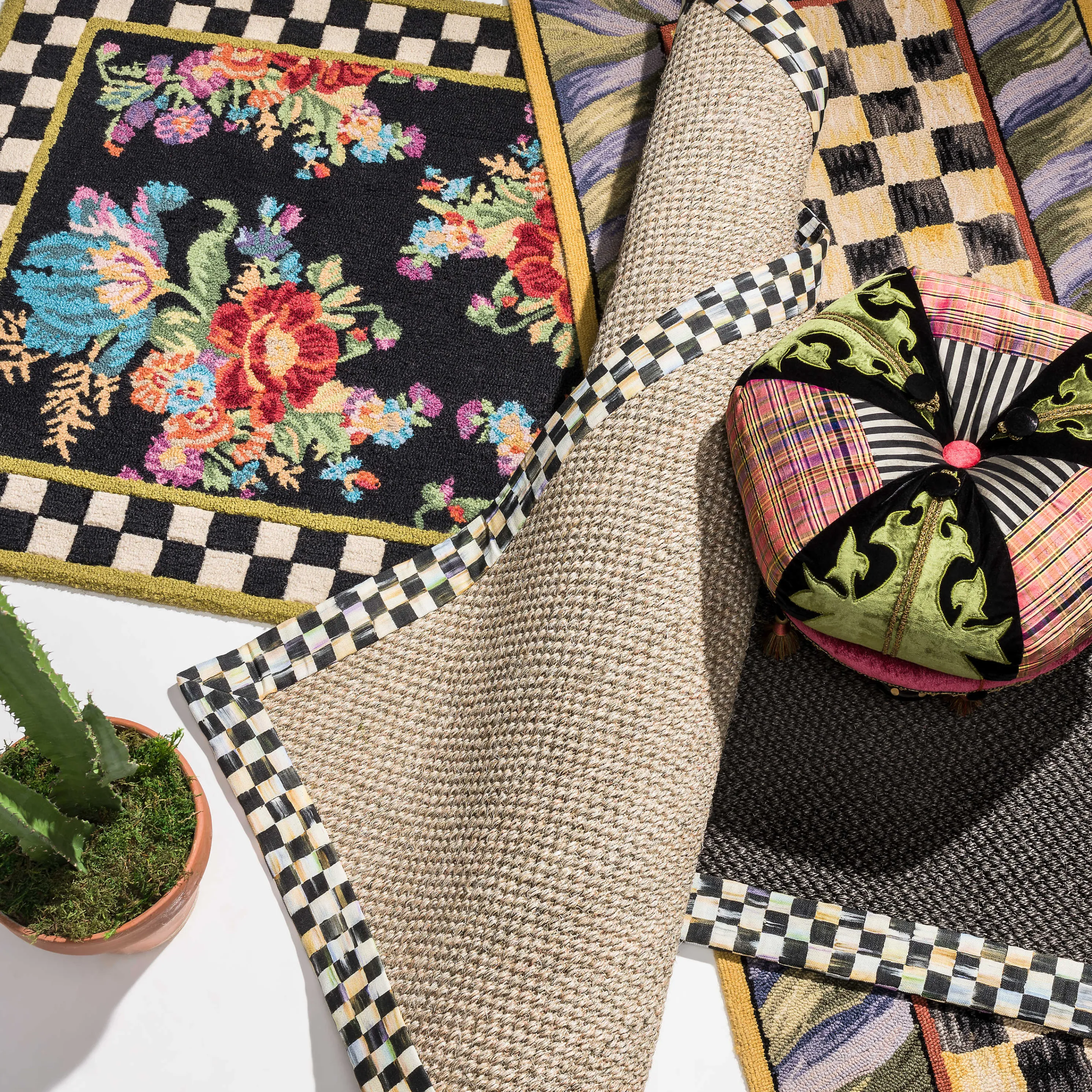 Courtly Check Black Sisal Rug - 2' X 3'