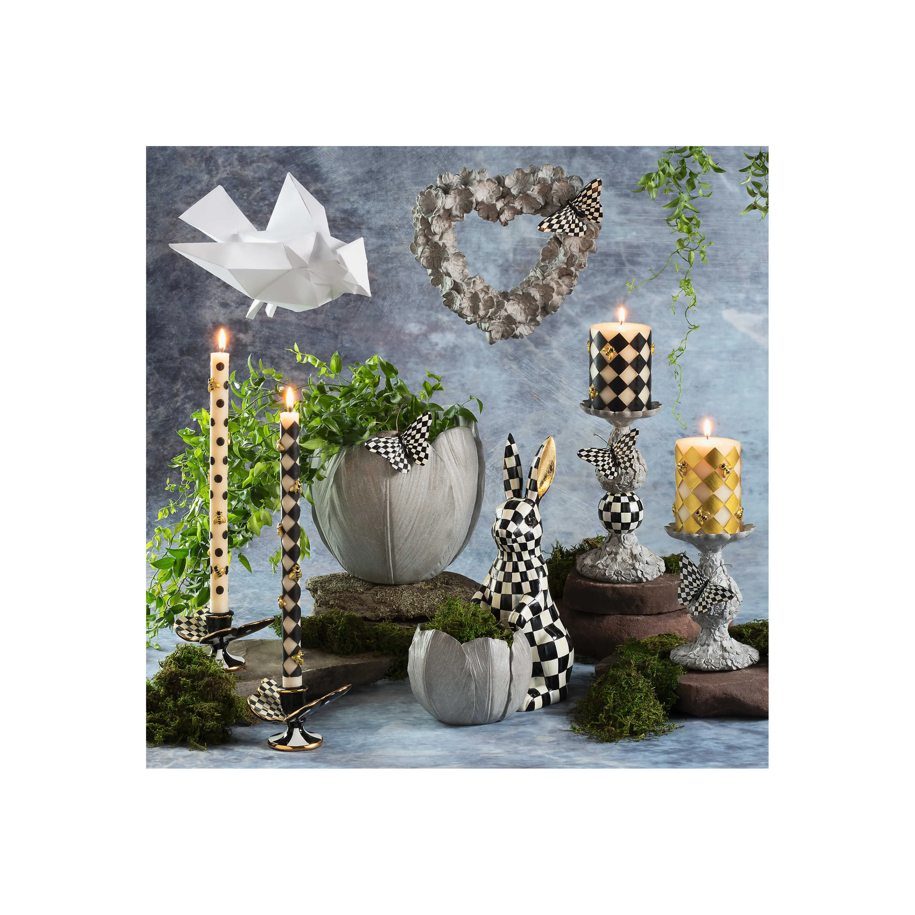 Courtly Check Bunny Flower Pot