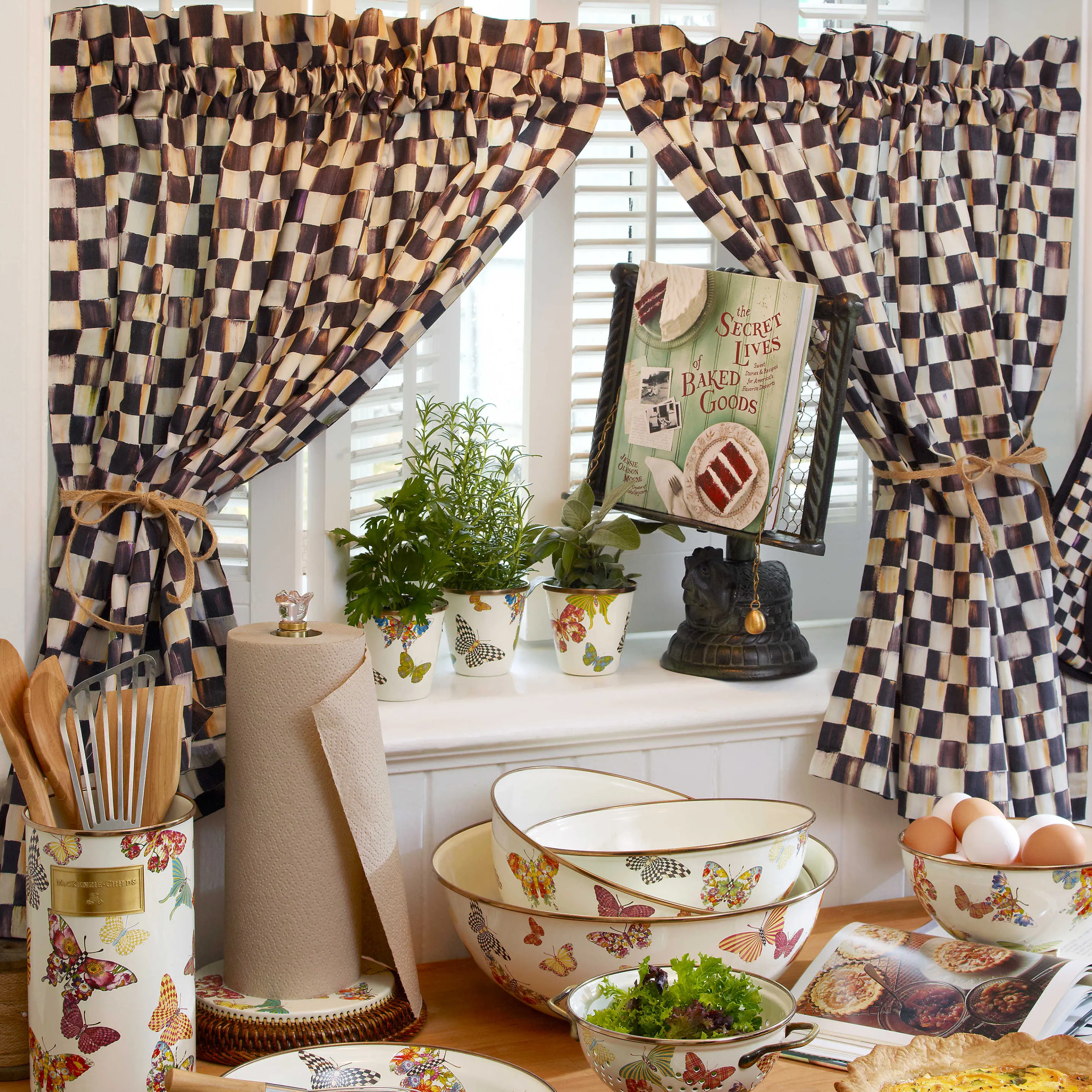 Courtly Check Cafe Curtains - Set Of 2
