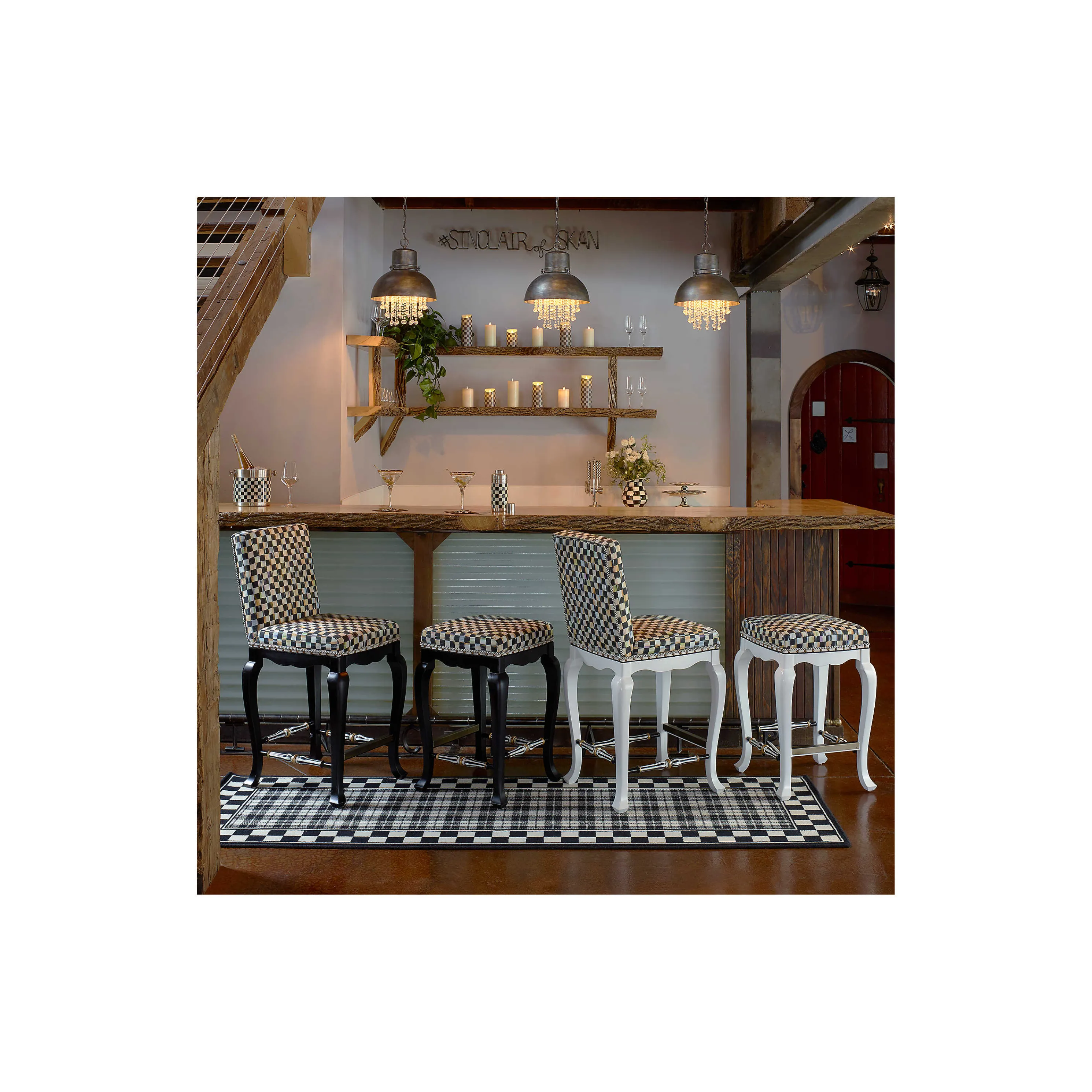 Courtly Check Counter Stool - White