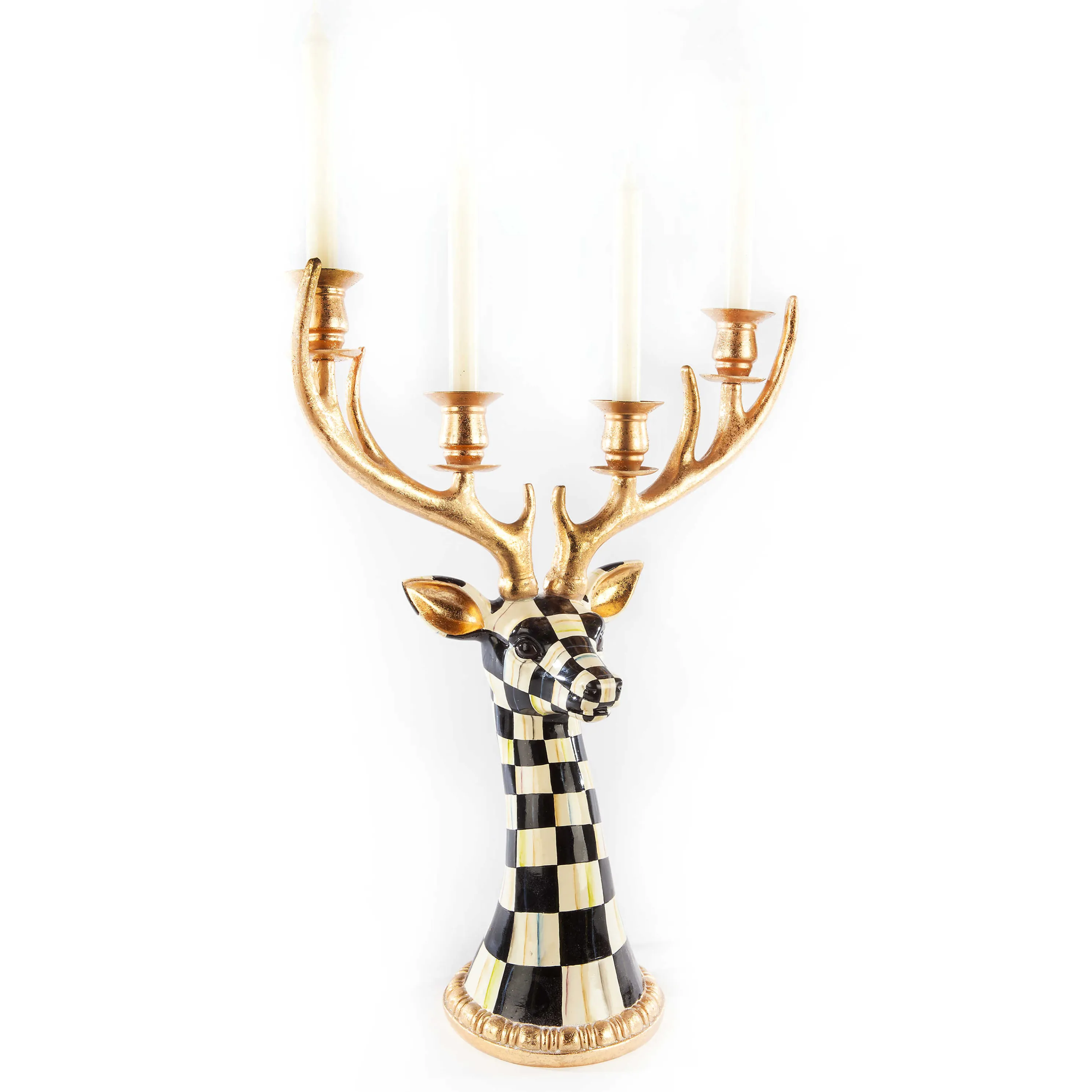 Courtly Check Deer Head Candelabra