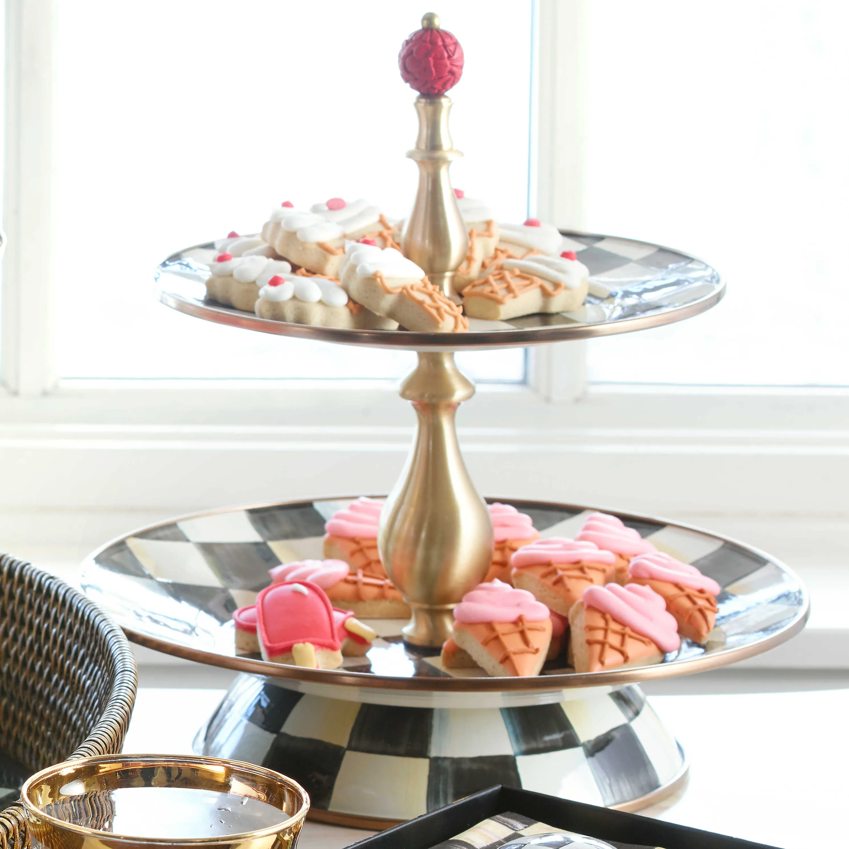 Courtly Check Enamel Two Tier Sweet Stand