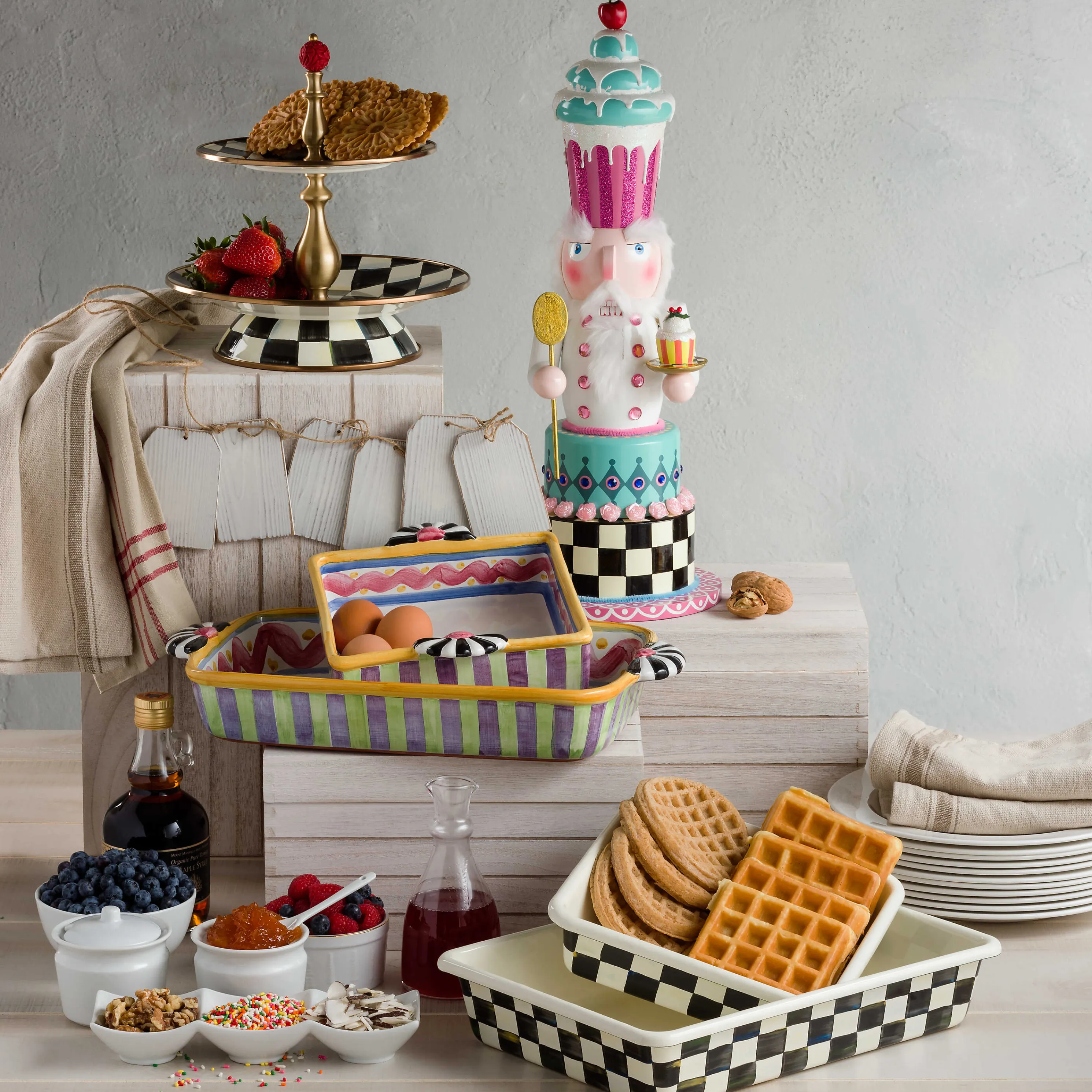 Courtly Check Enamel Two Tier Sweet Stand