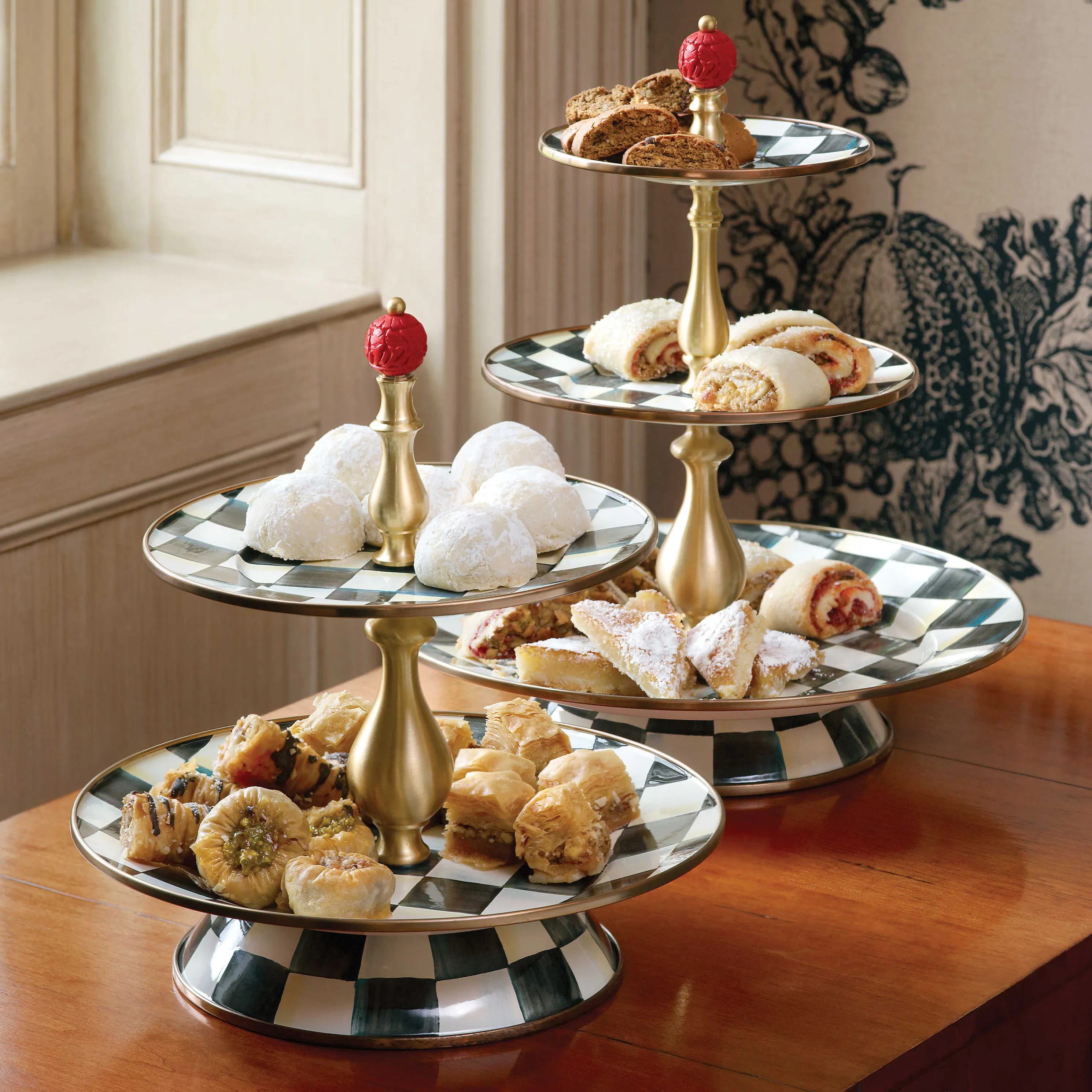 Courtly Check Enamel Two Tier Sweet Stand
