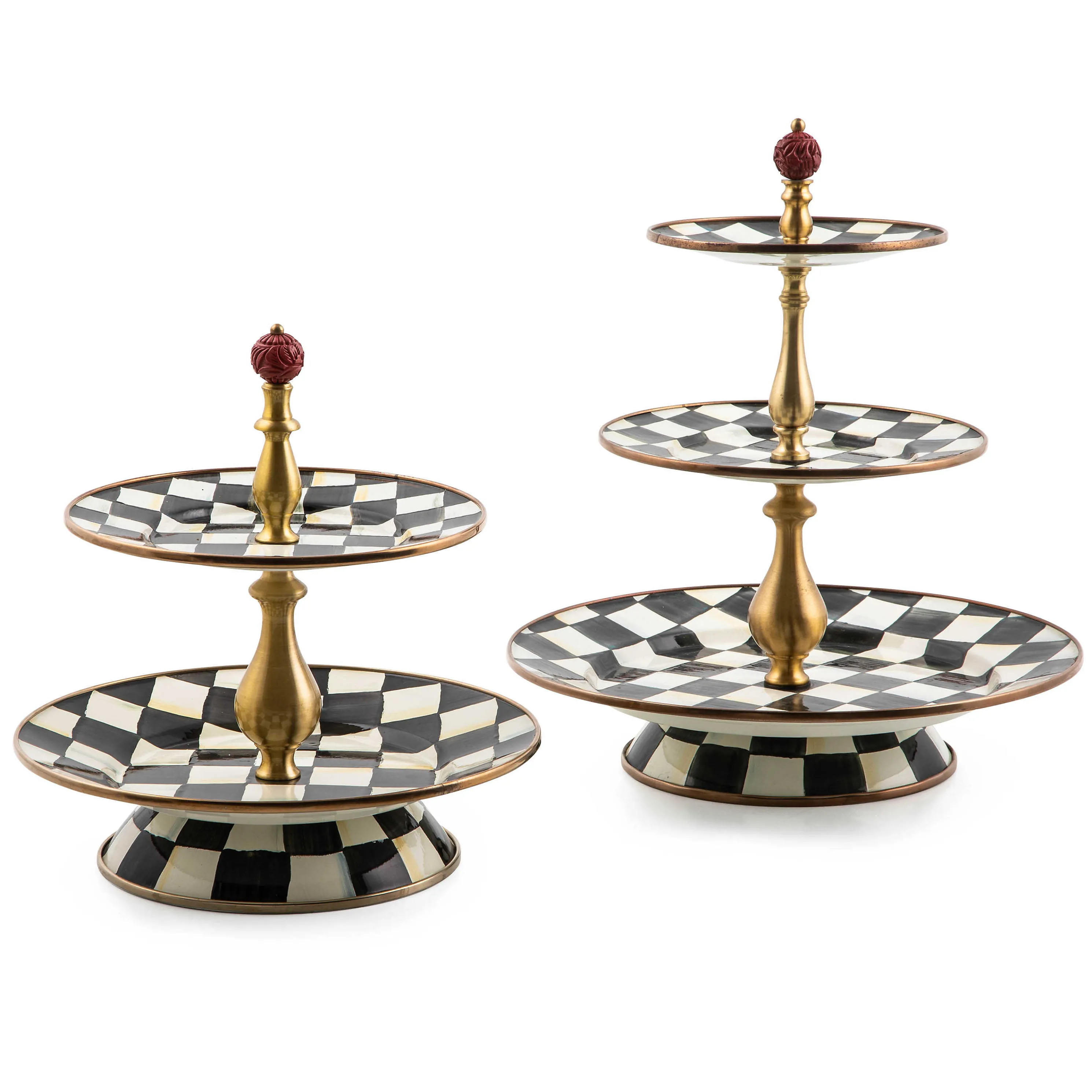Courtly Check Enamel Two Tier Sweet Stand