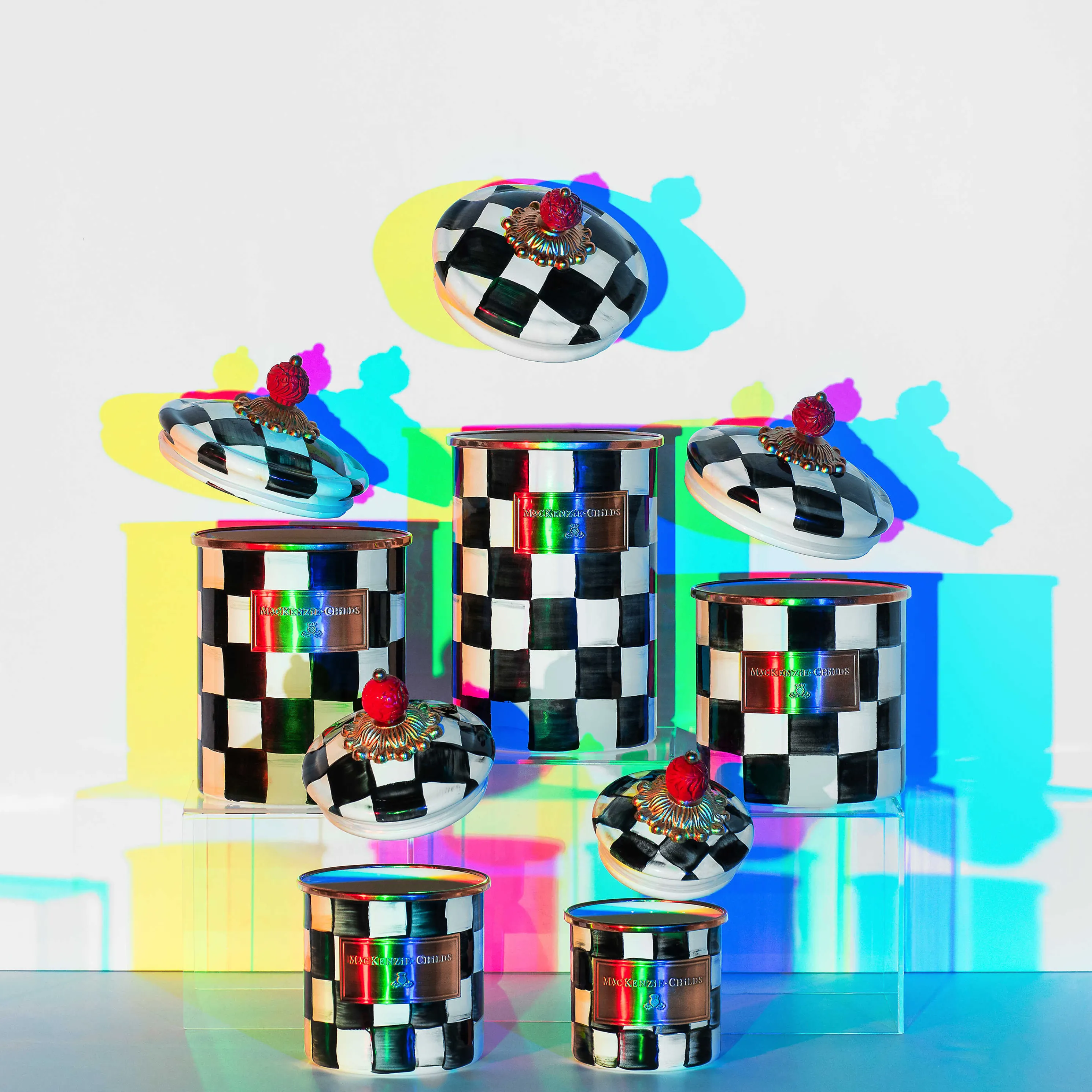 Courtly Check Enamel Canister - Small