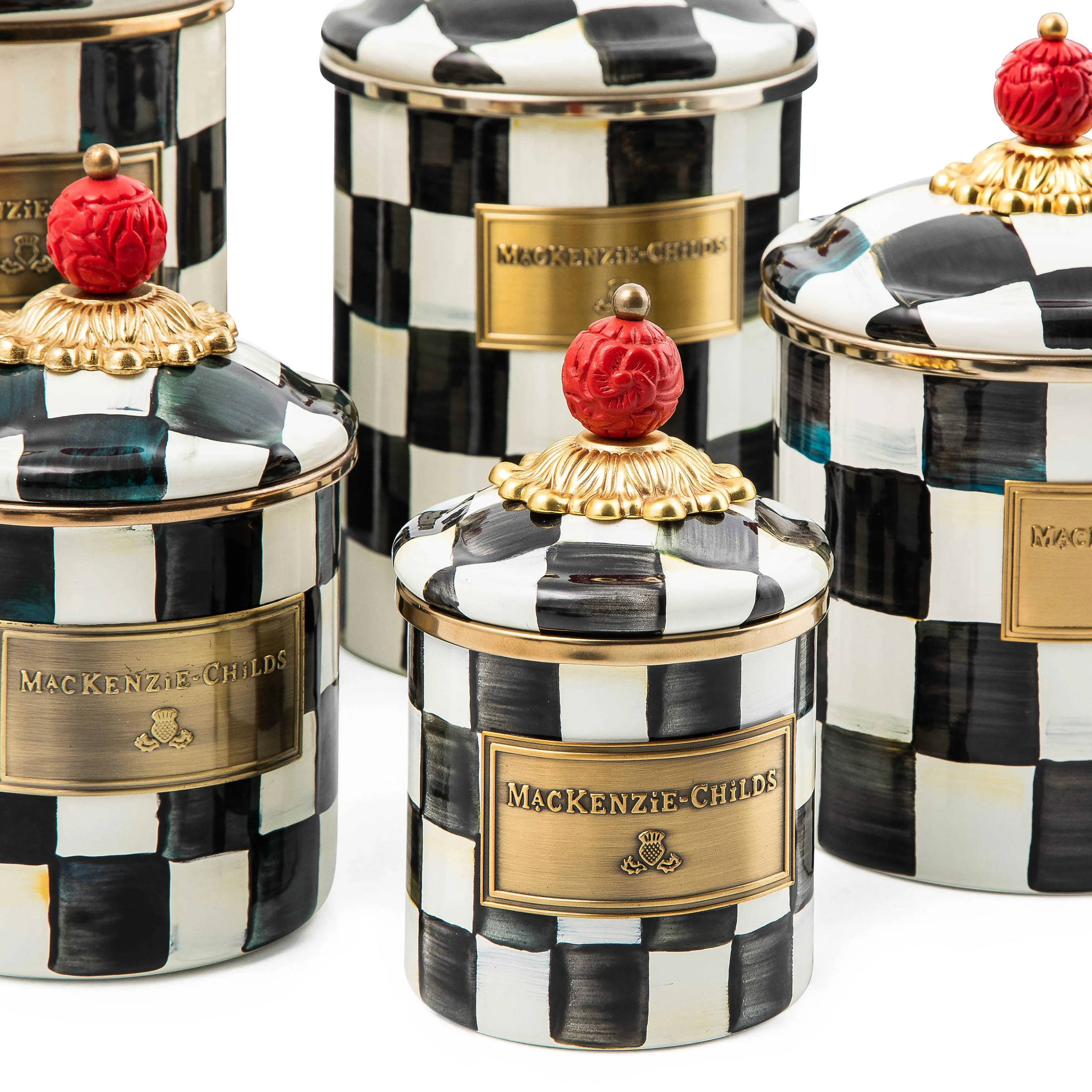 Courtly Check Enamel Canister - Medium