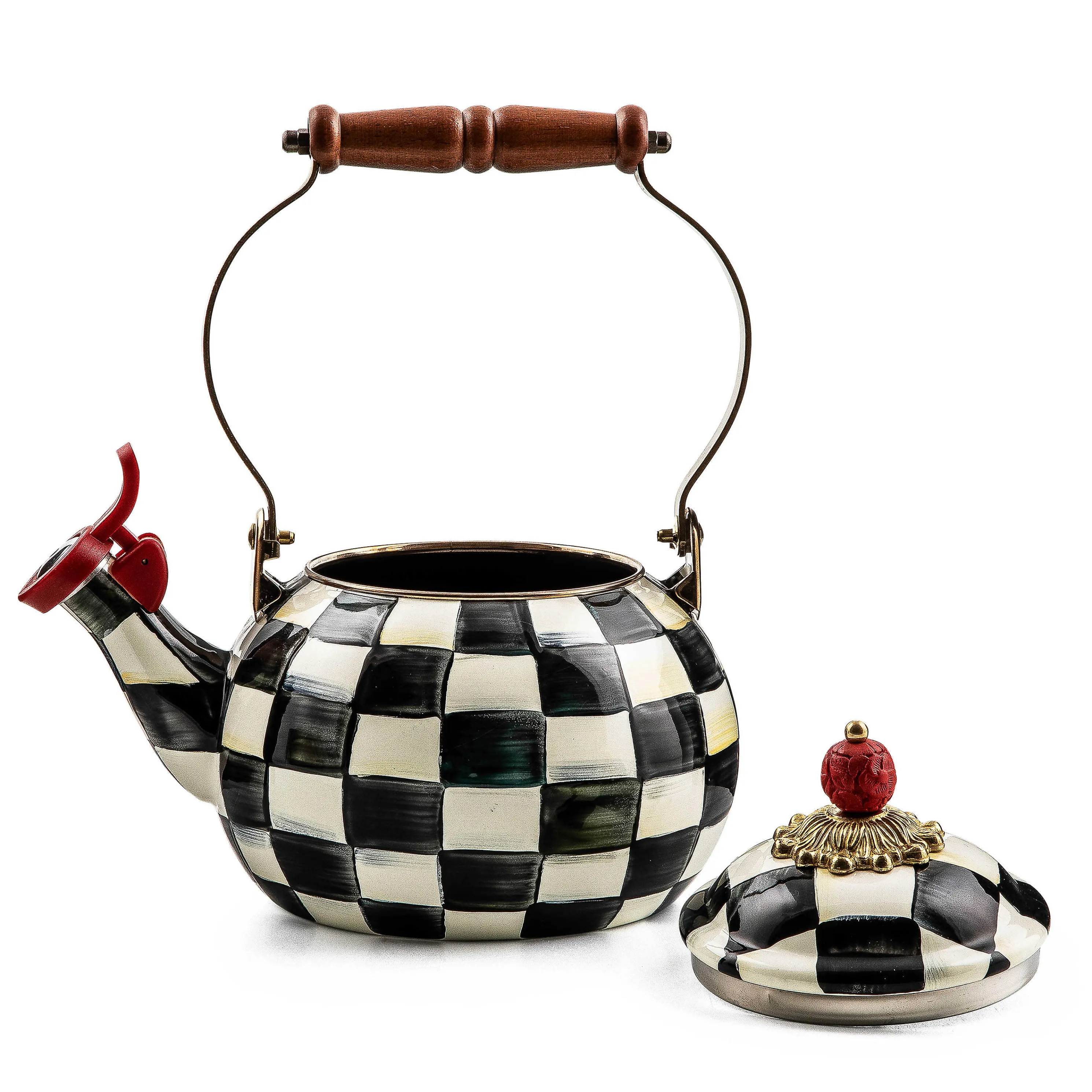 Courtly Check Enamel Whistling Tea Kettle