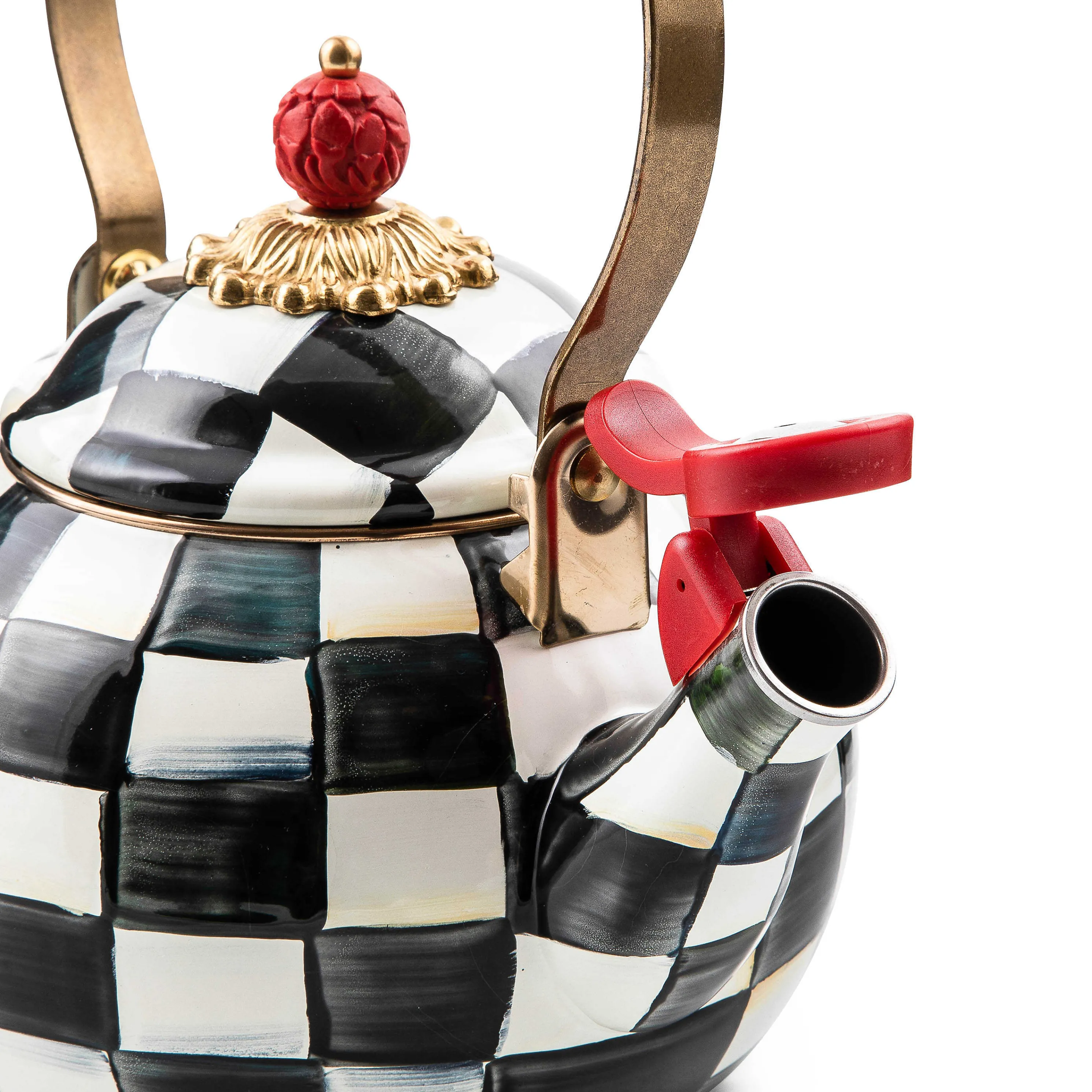 Courtly Check Enamel Whistling Tea Kettle