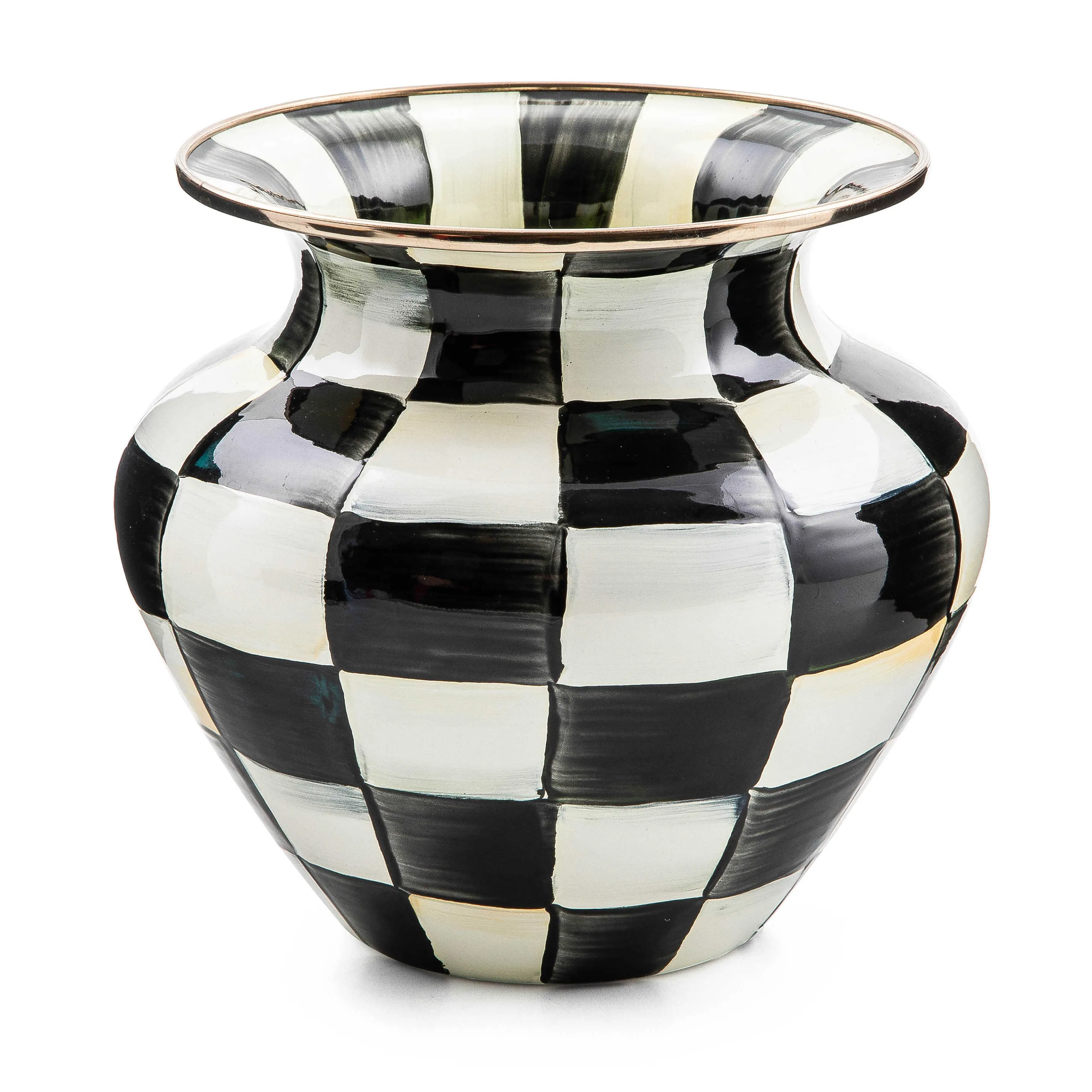 Courtly Check Enamel Large Vase - Red Bow