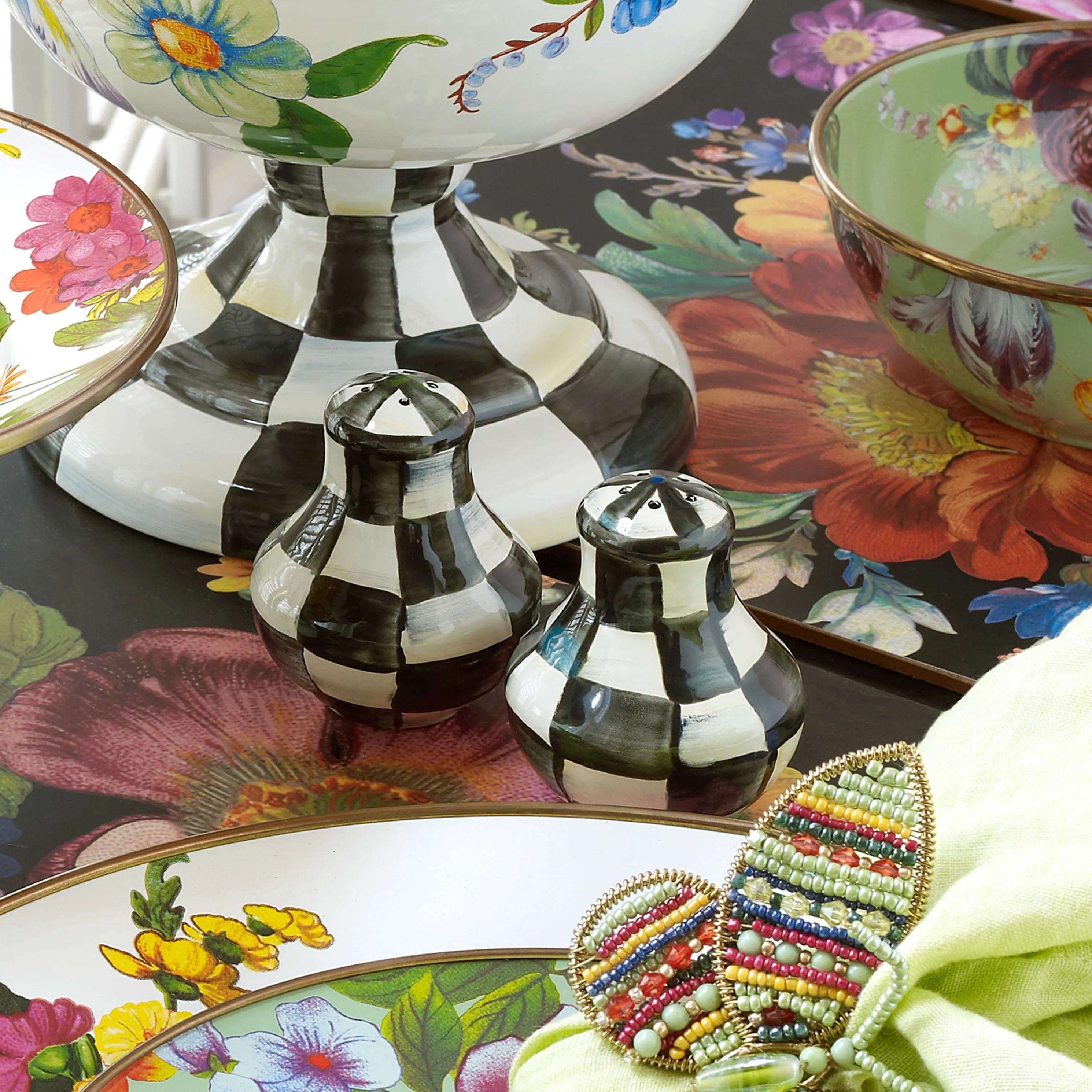 Courtly Check Enamel Salt & Pepper Shakers