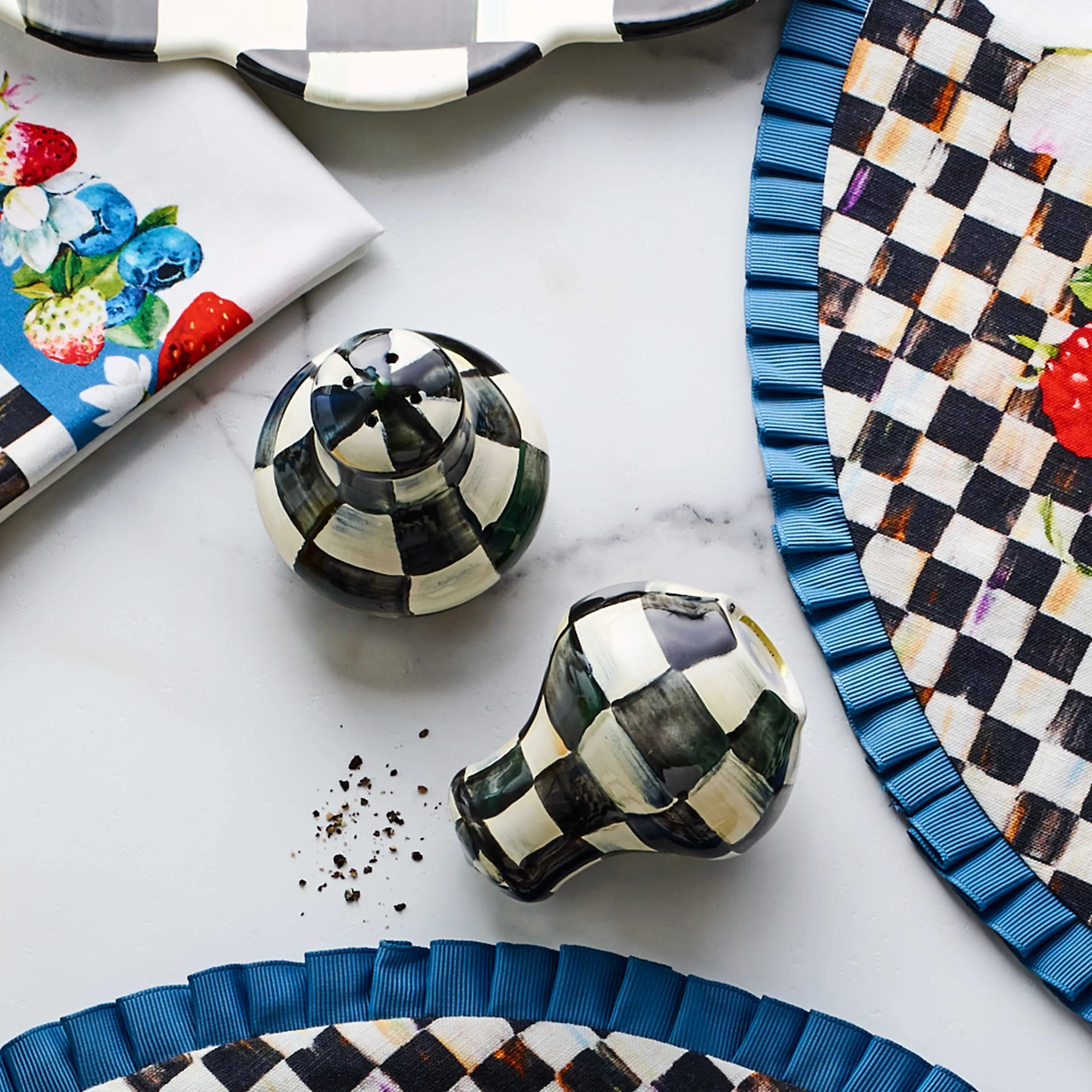 Courtly Check Enamel Salt & Pepper Shakers