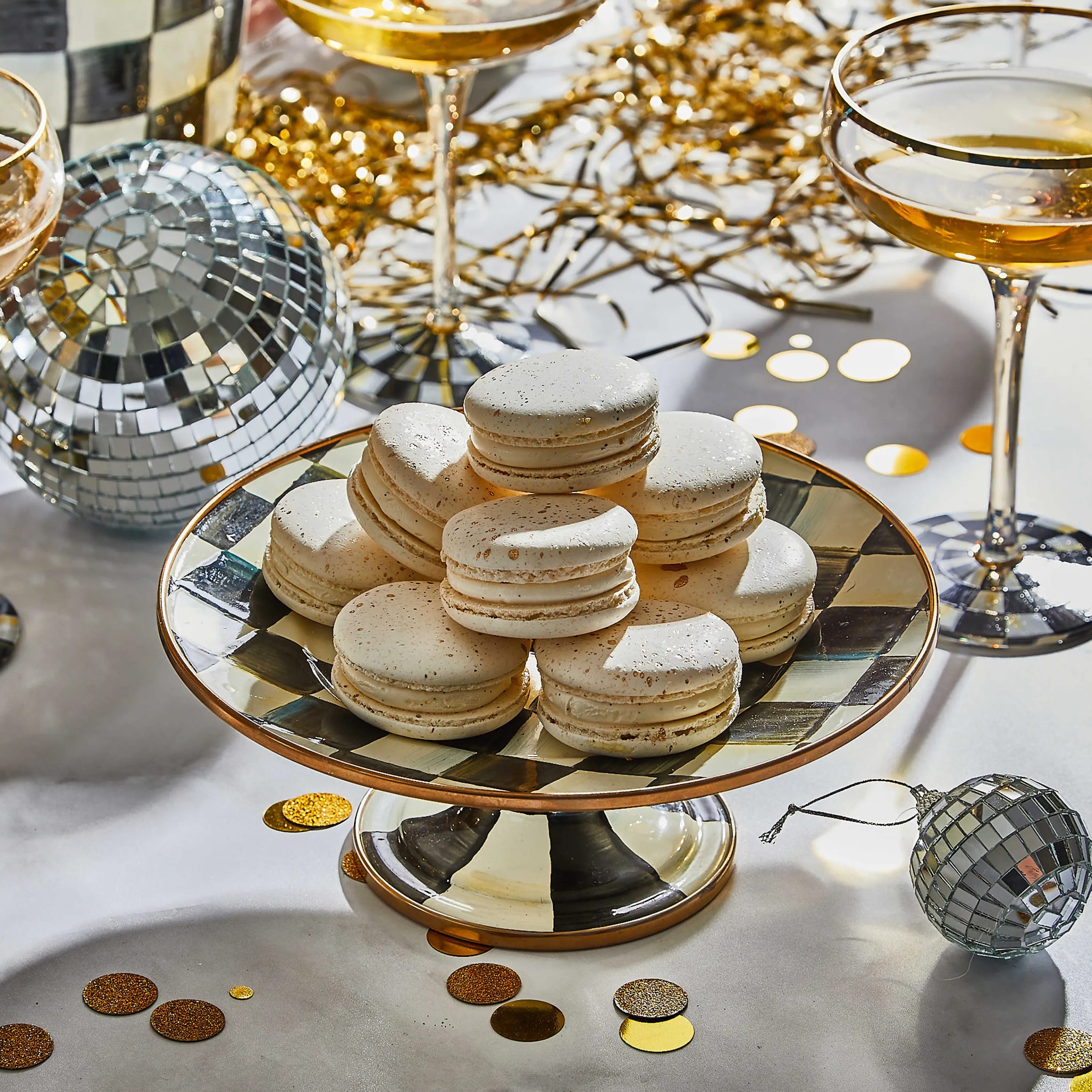 Courtly Check Enamel Pedestal Platter - Mini