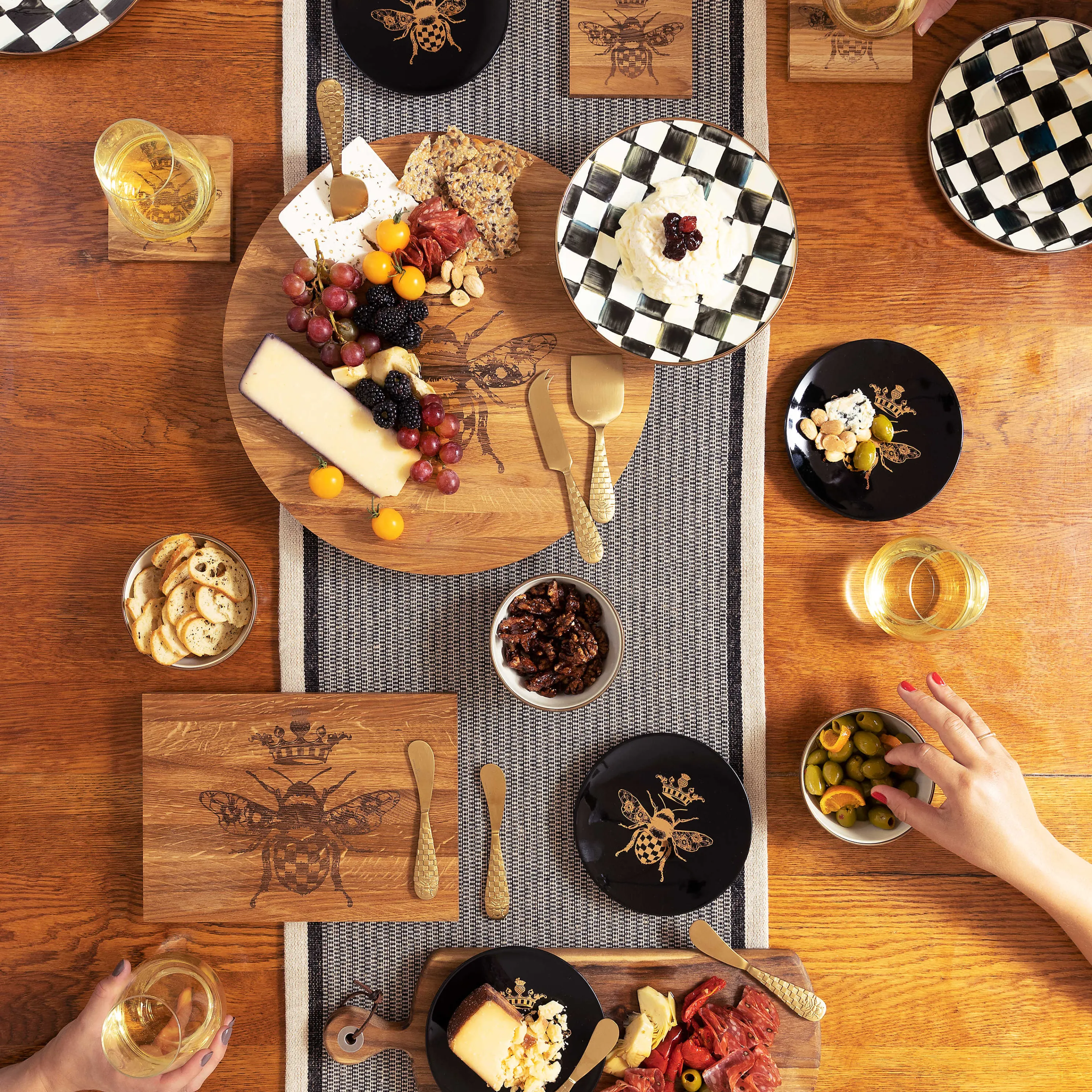 Courtly Check Enamel Pedestal Platter - Mini