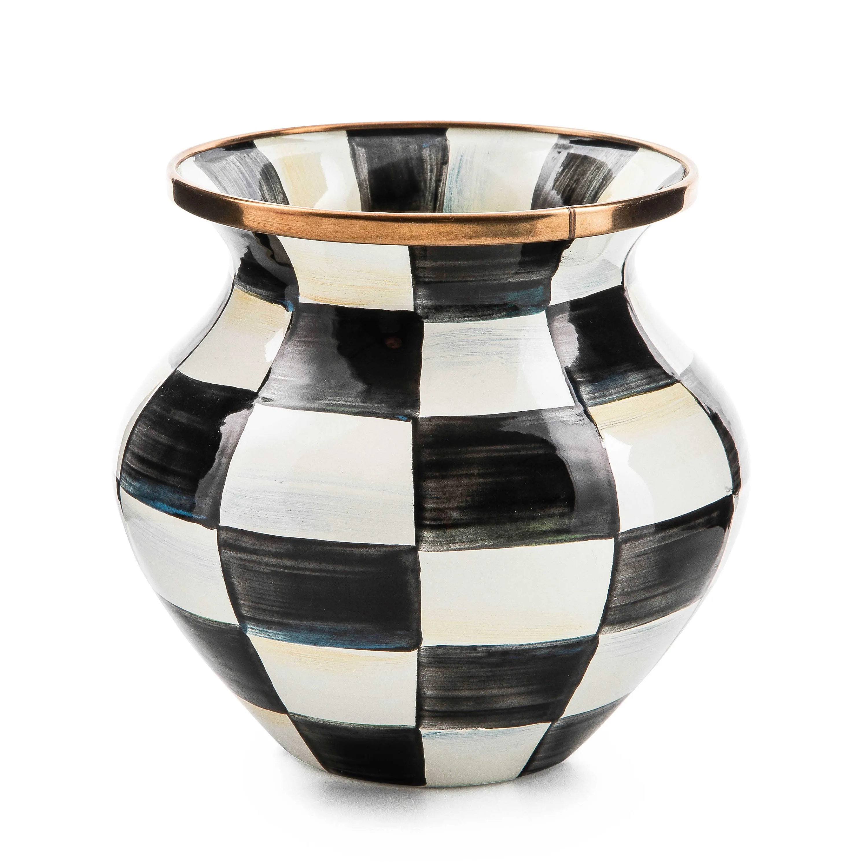 Courtly Check Enamel Vase - Red Bow