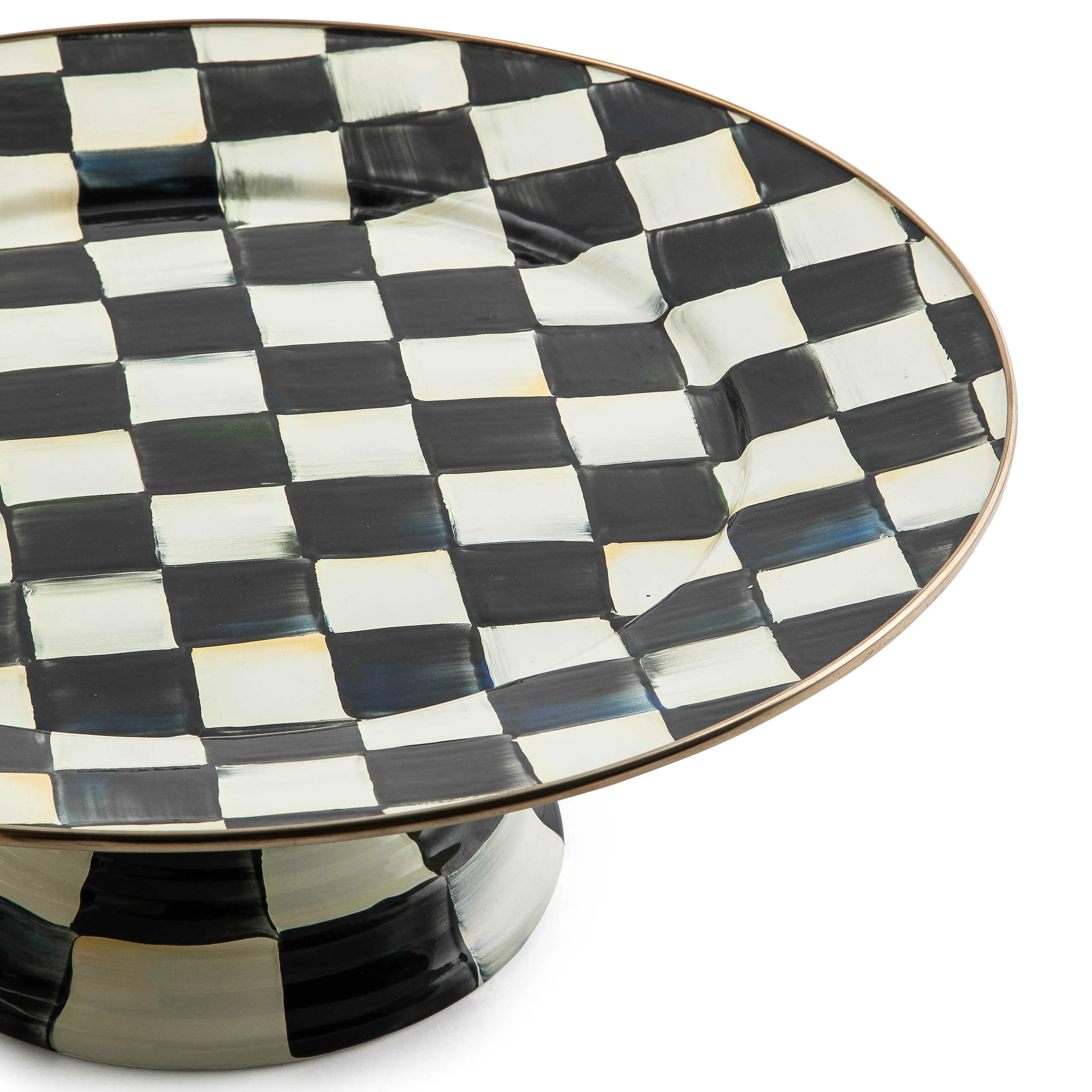 Courtly Check Enamel Pedestal Platter - Large