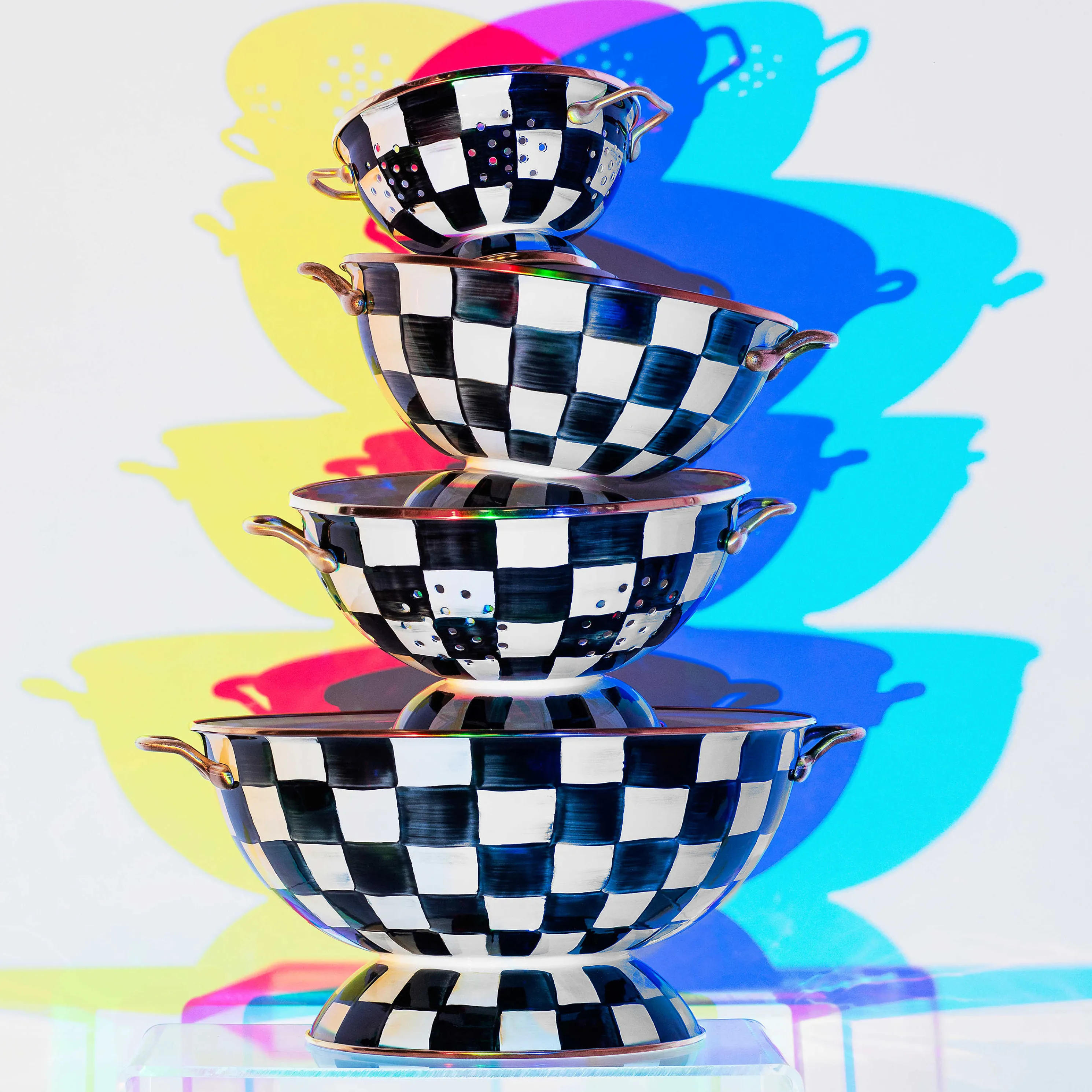 Courtly Check Enamel Colander - Large