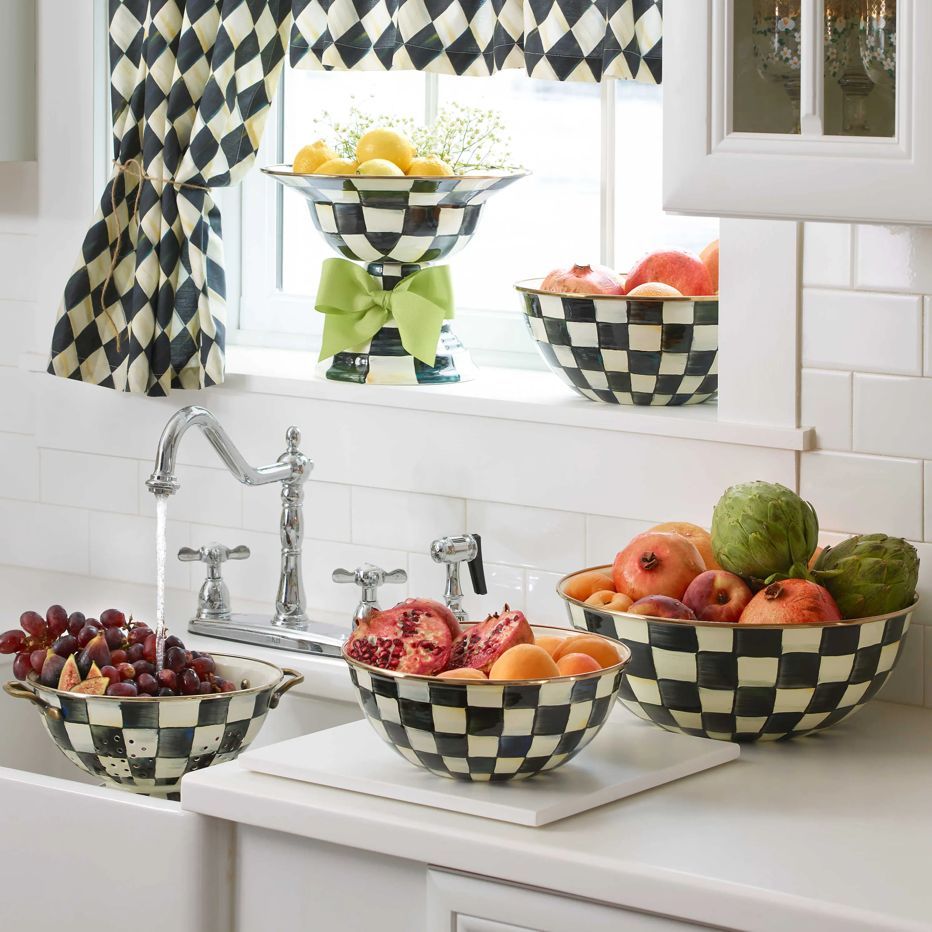 Courtly Check Enamel Colander - Large