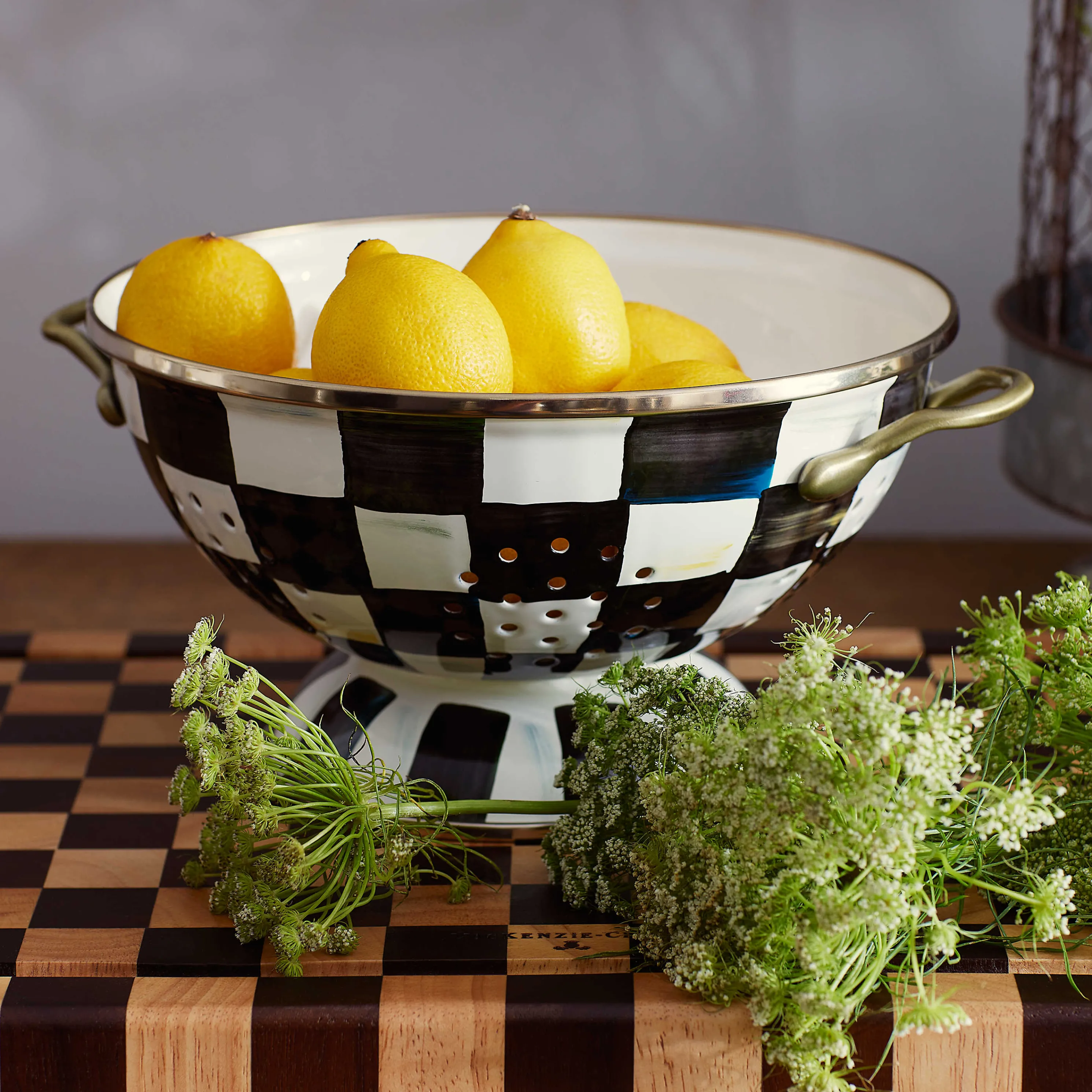 Courtly Check Enamel Colander - Large