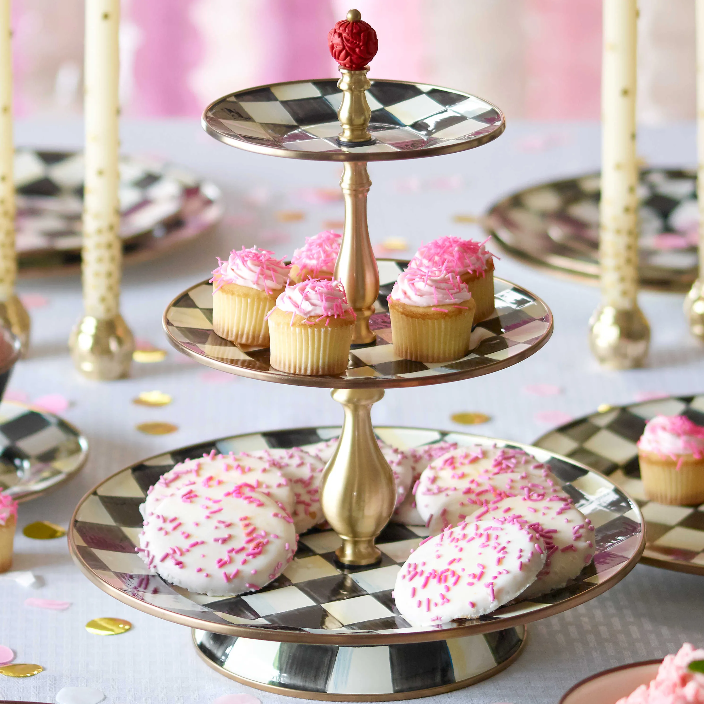Courtly Check Enamel Three Tier Sweet Stand