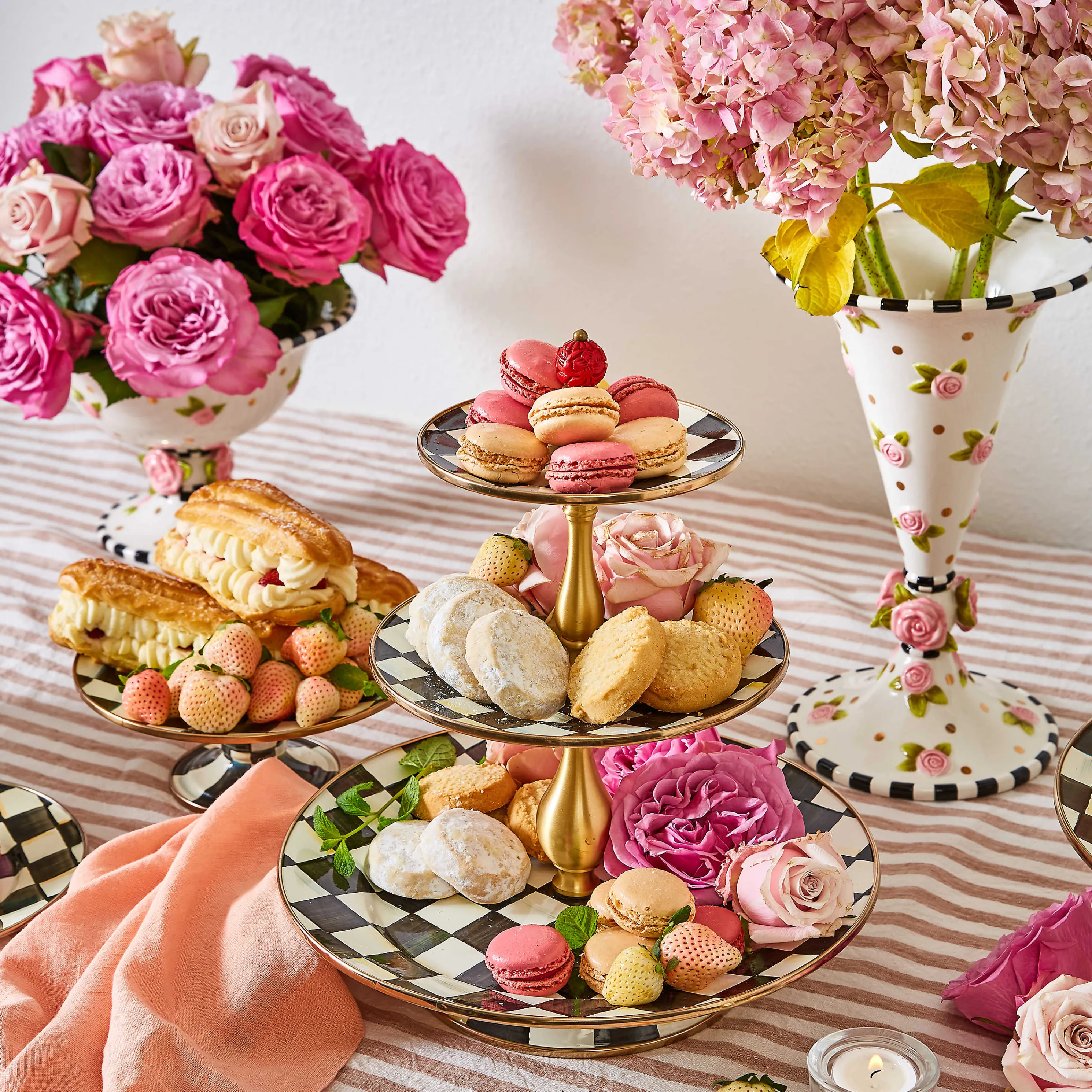 Courtly Check Enamel Three Tier Sweet Stand