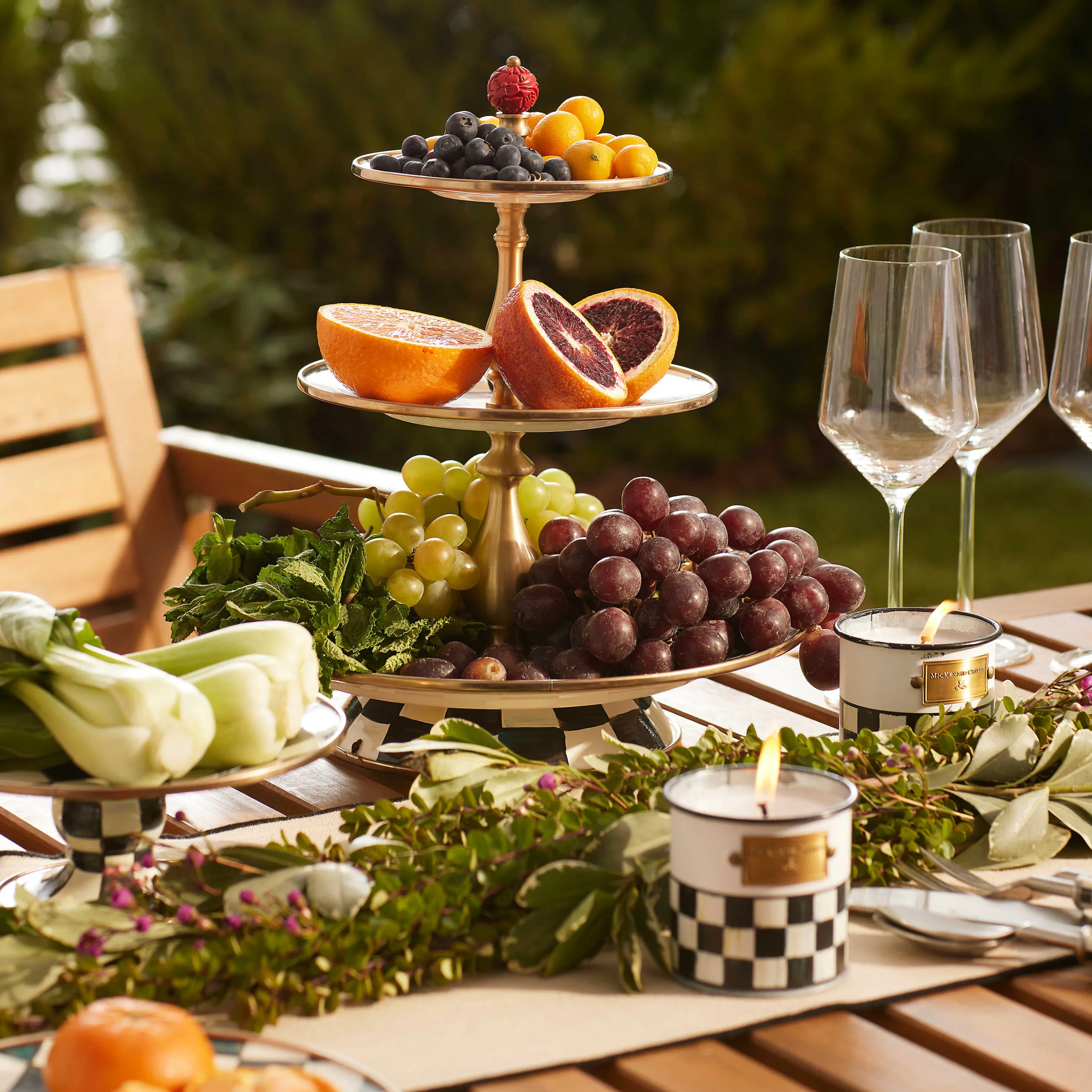 Courtly Check Enamel Three Tier Sweet Stand