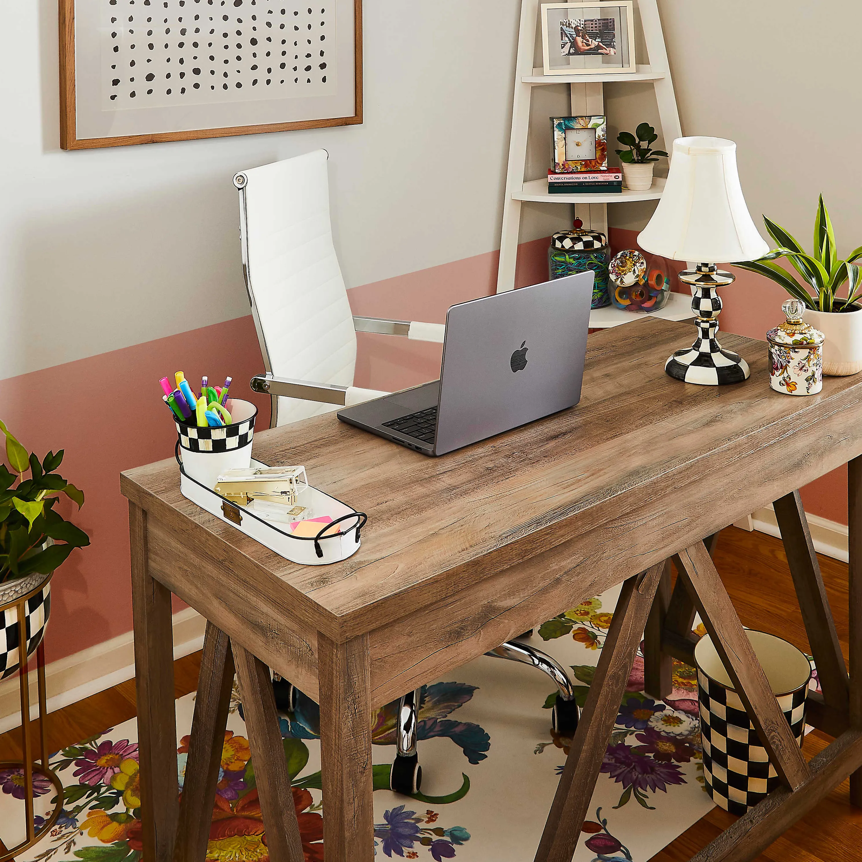 Courtly Check Enamel Waste Bin