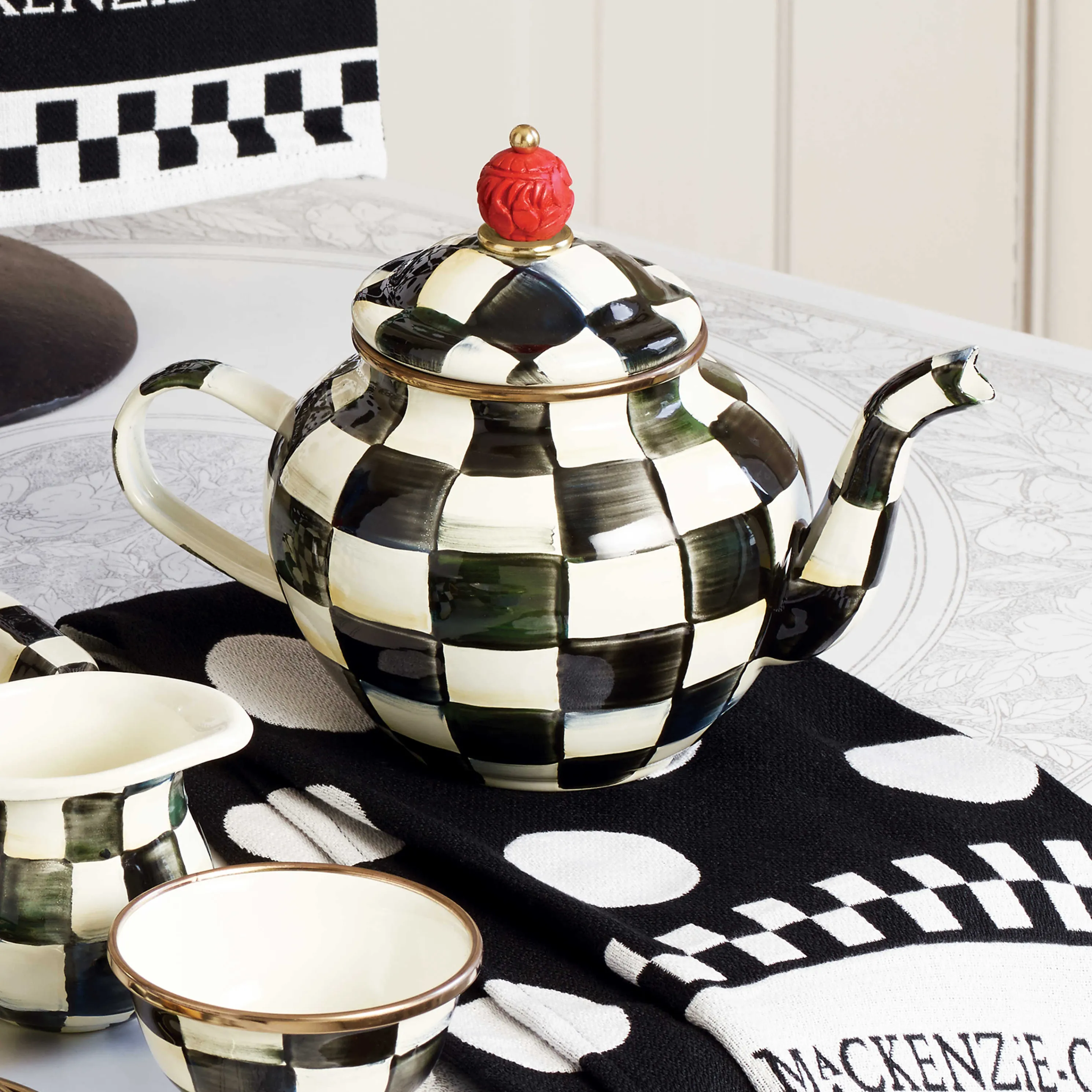 Courtly Check Enamel Teapot - 4 Cup