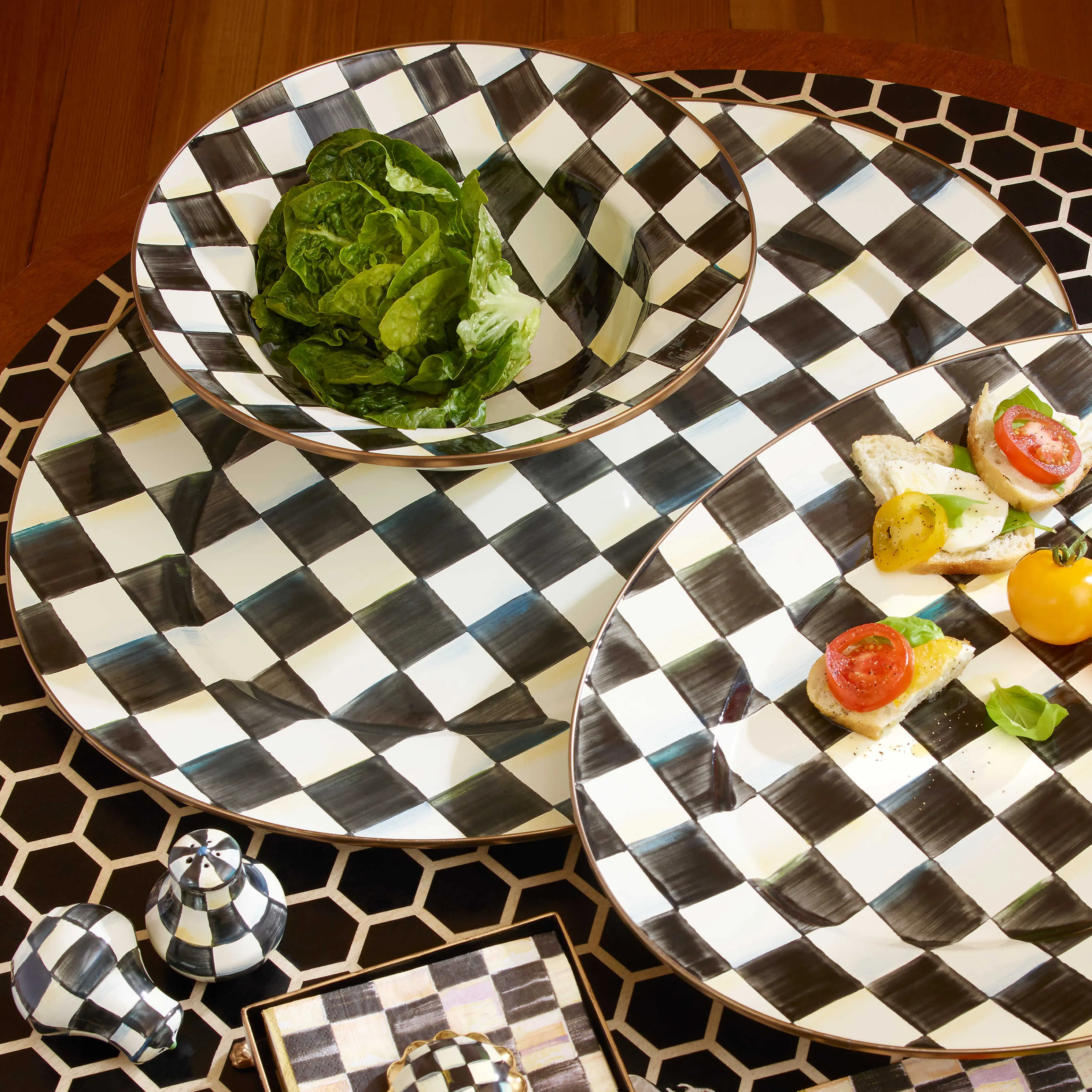 Courtly Check Enamel Oval Platter - Large