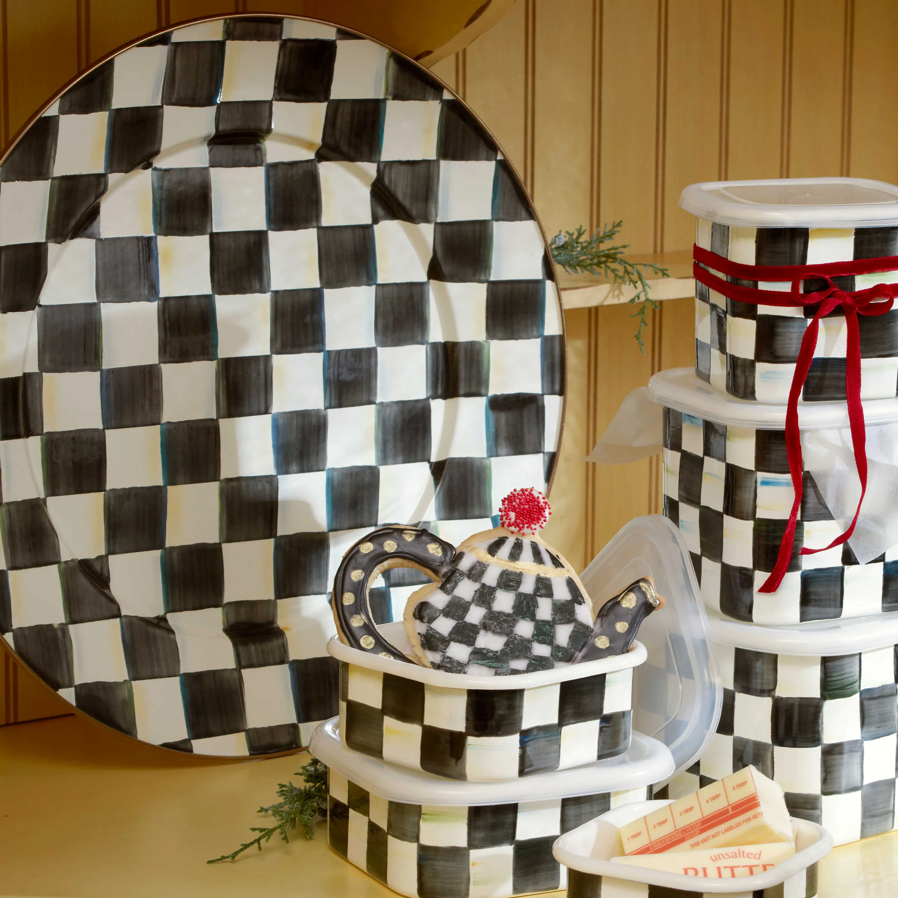 Courtly Check Enamel Serving Platter