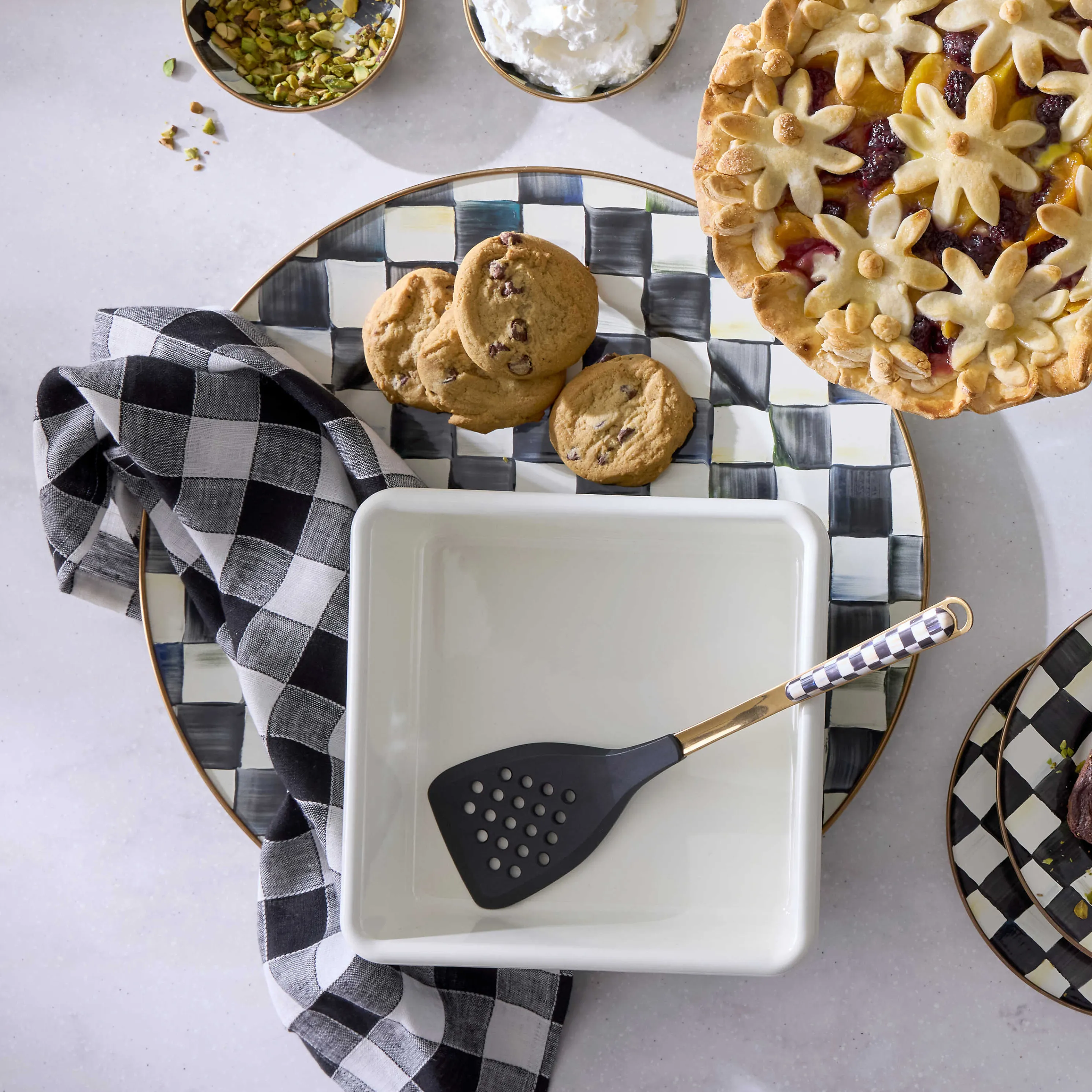 Courtly Check Enamel Serving Platter