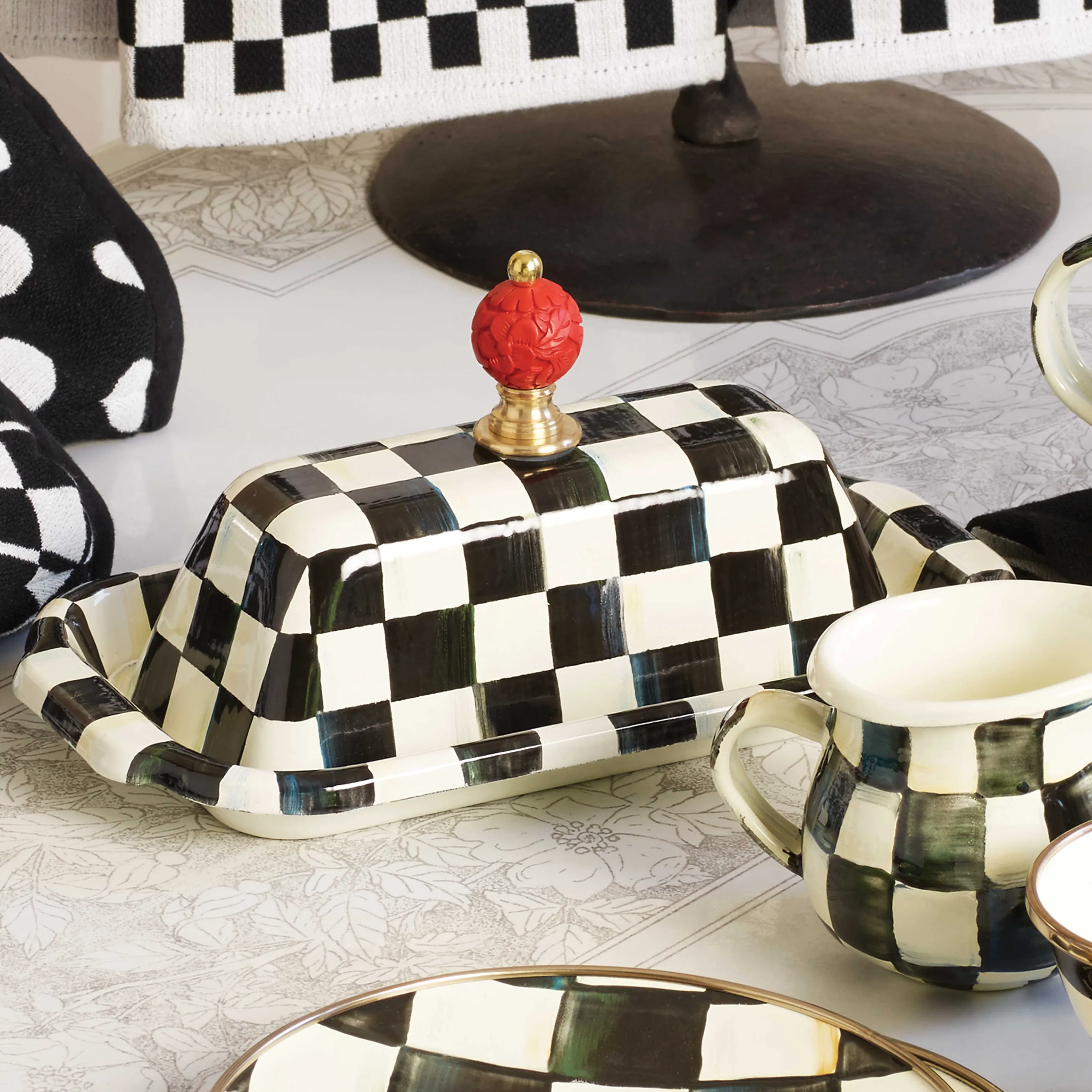 Courtly Check Enamel Butter Box