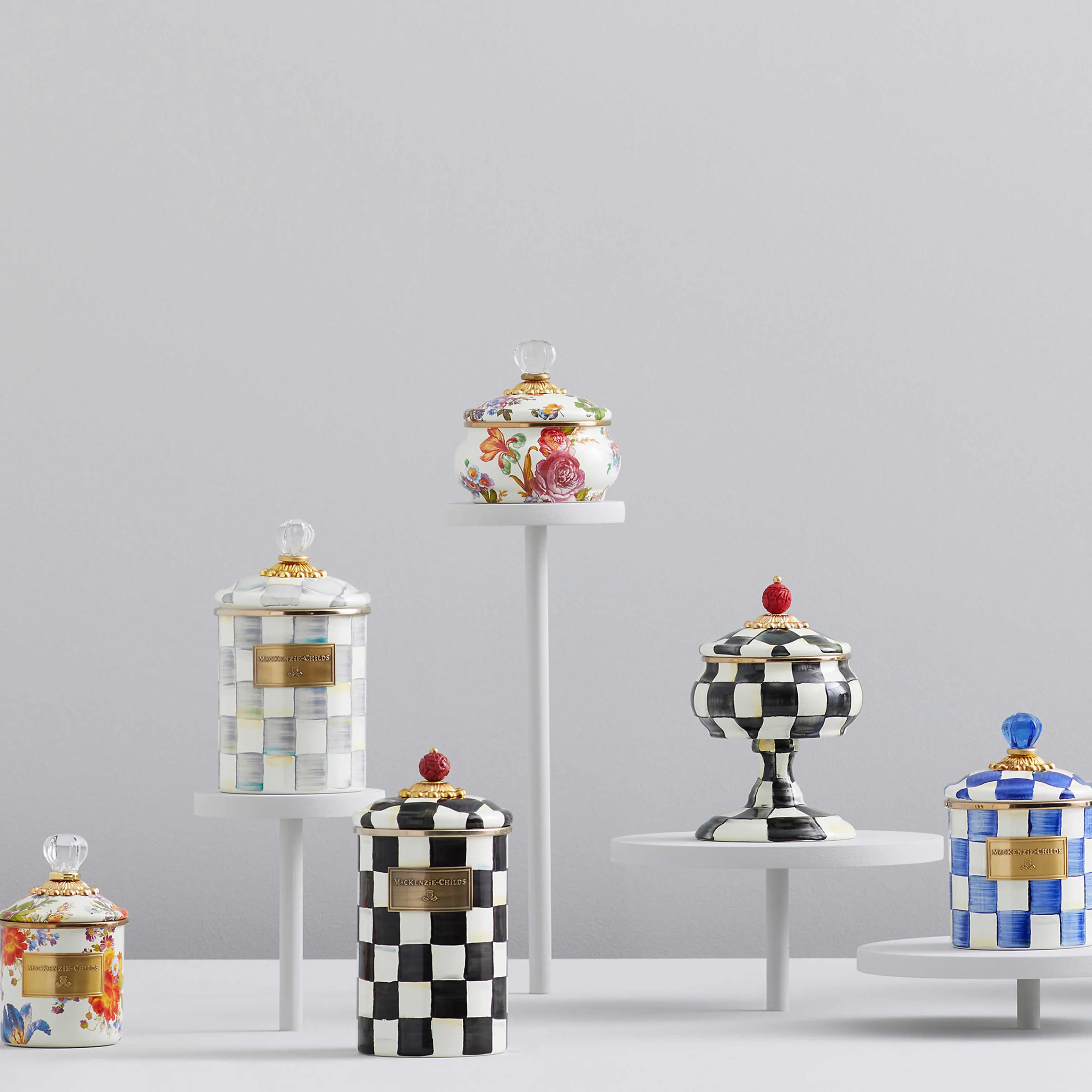 Courtly Check Enamel Canister - Large