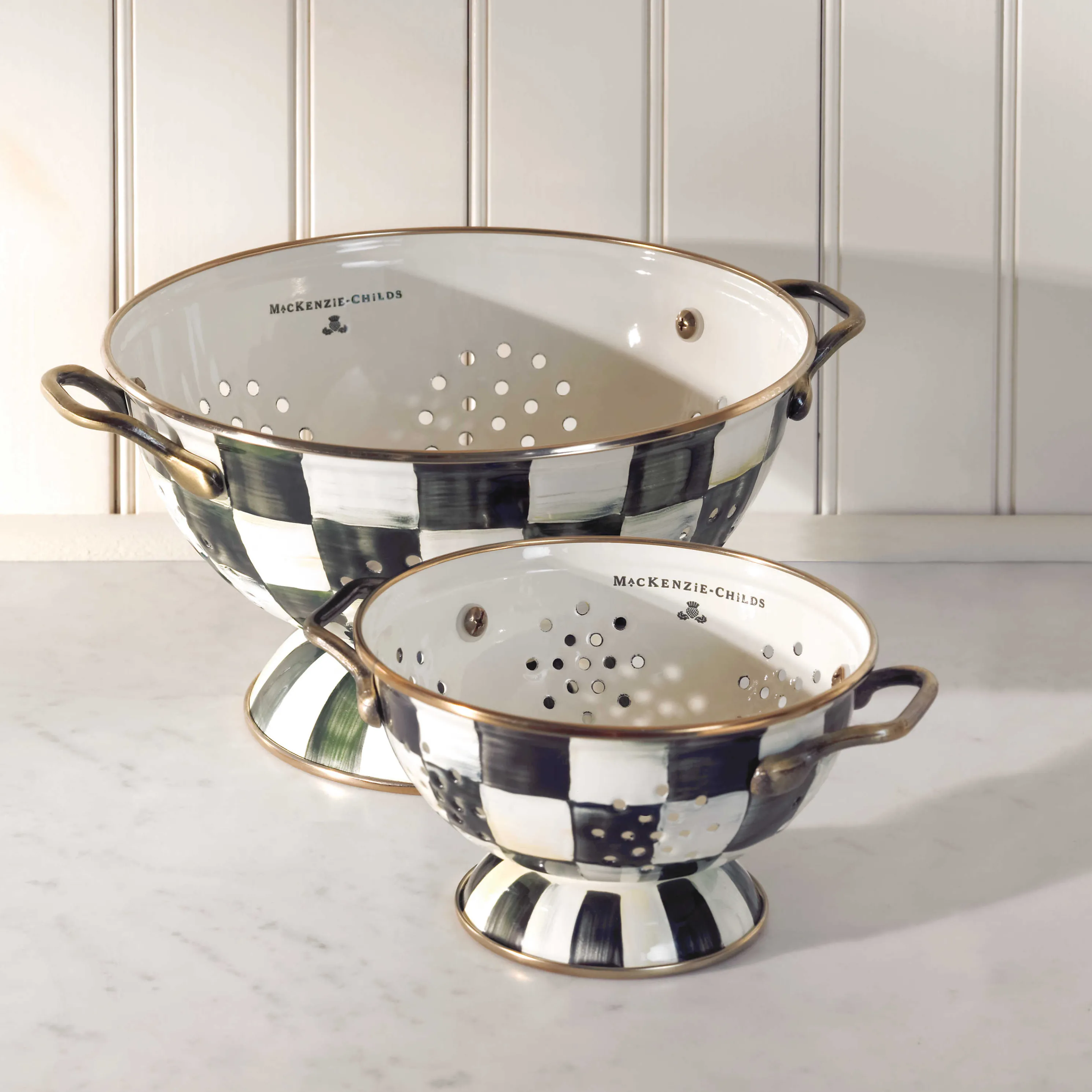 Courtly Check Enamel Colander - Small
