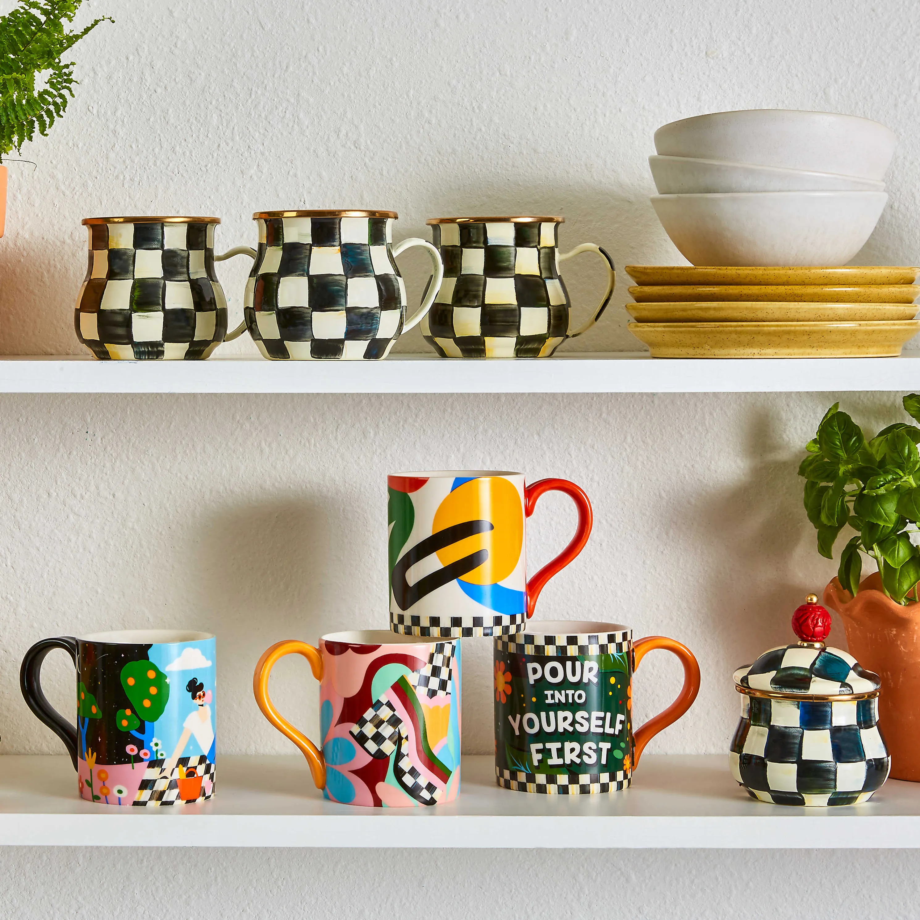 Courtly Check Enamel Lidded Sugar Bowl