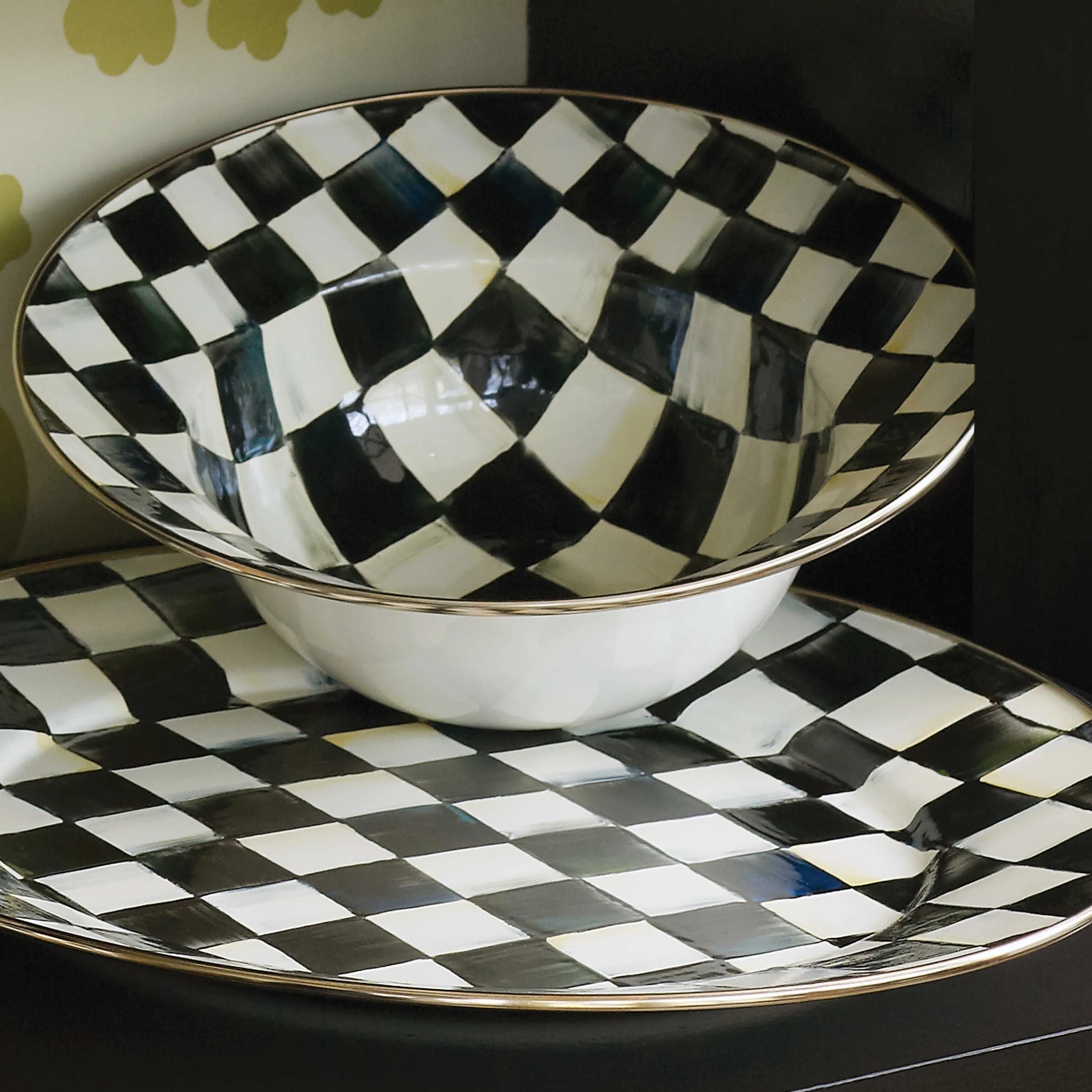 Courtly Check Enamel Serving Bowl