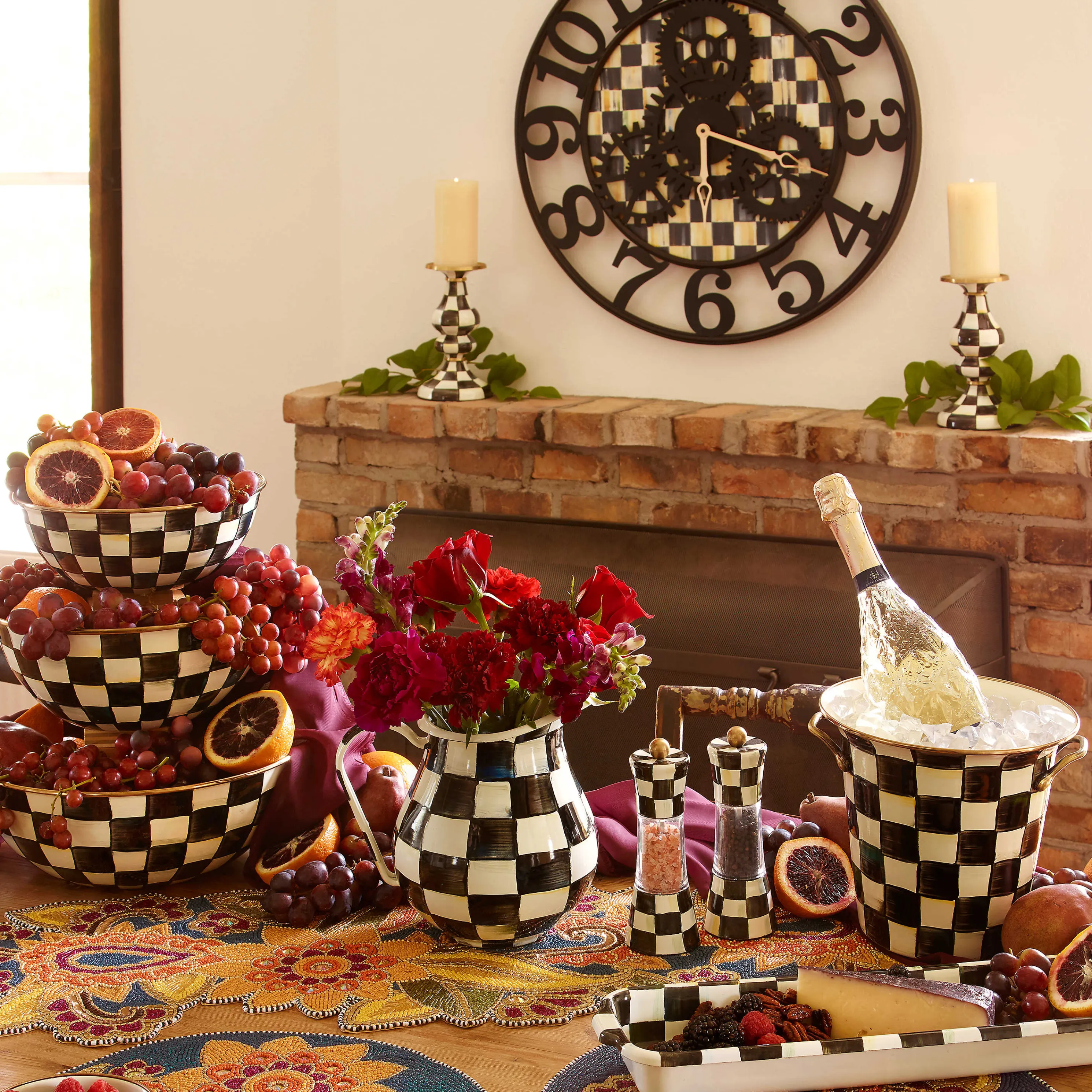 Courtly Check Farmhouse Wall Clock - Large