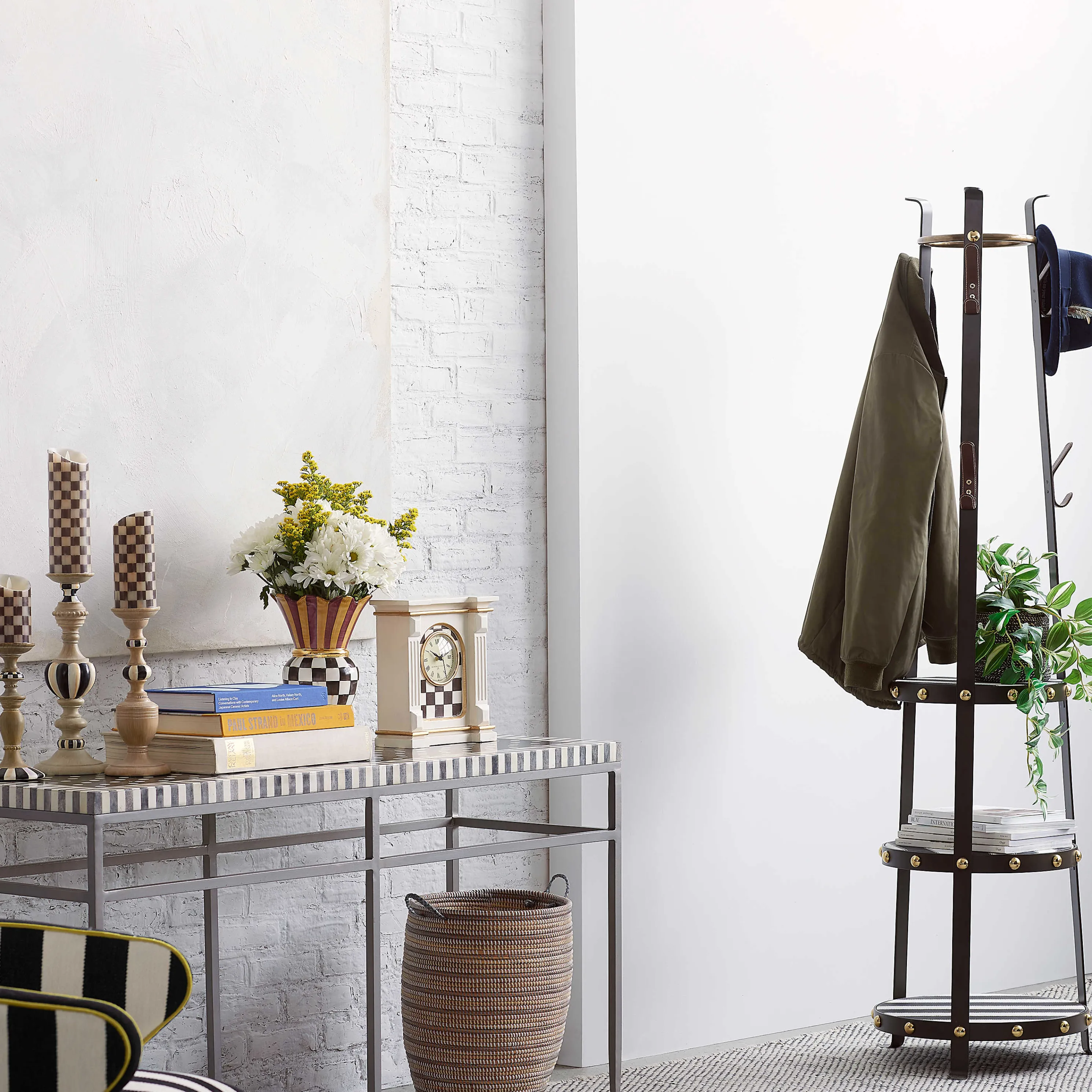 Courtly Check Mantel Clock - Off White