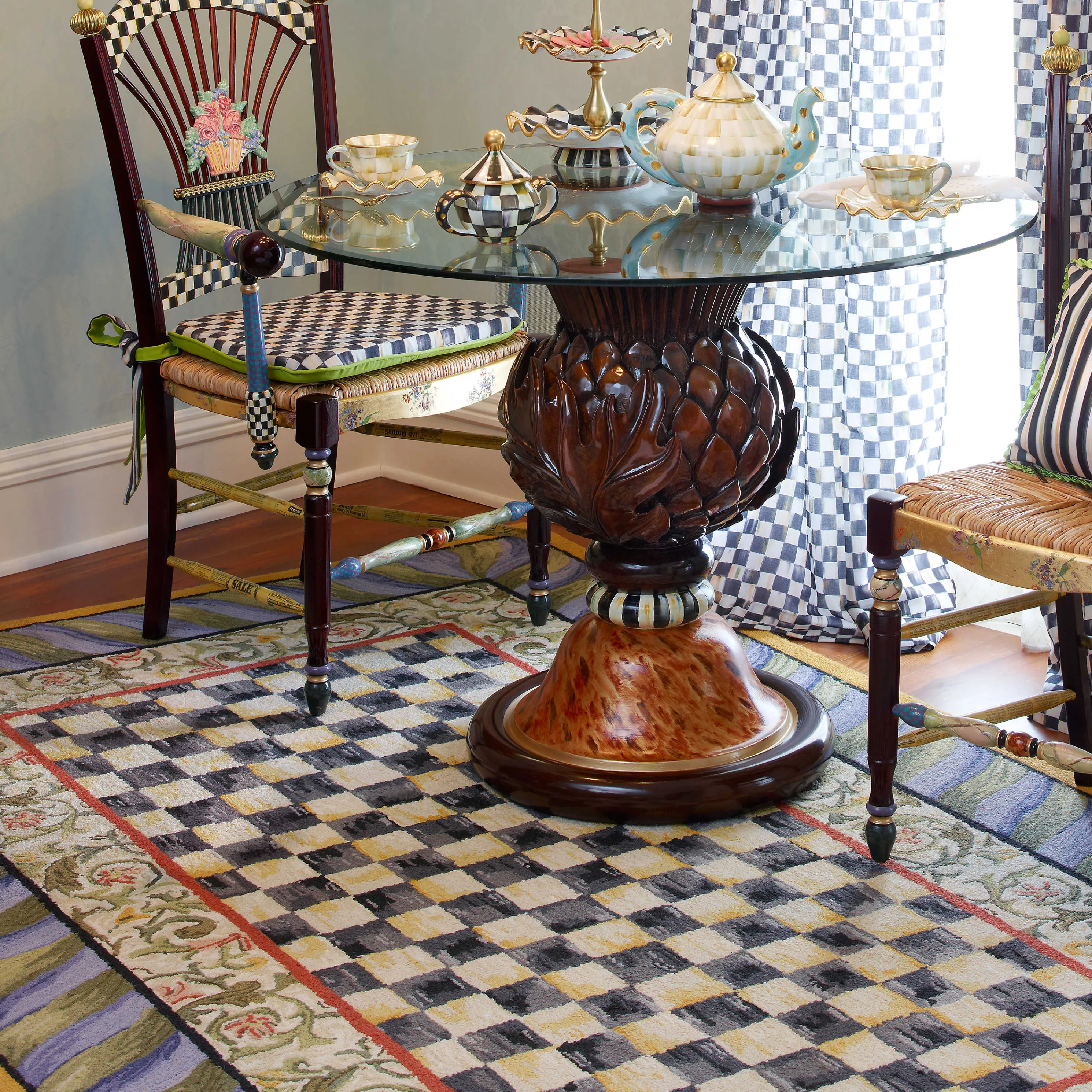 Courtly Check Rug - 5' X 8' - Purple & Green