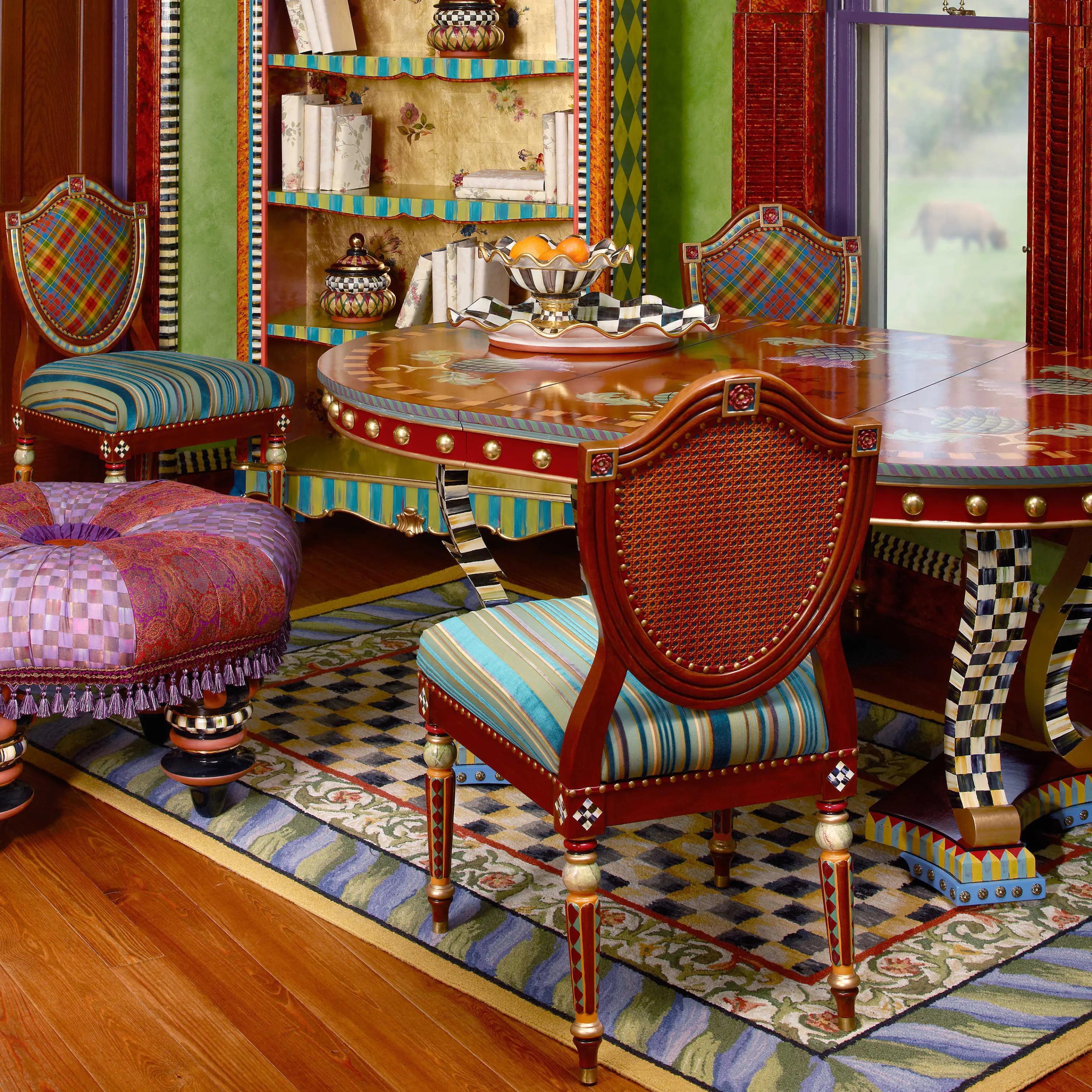 Courtly Check Rug - 5' X 8' - Purple & Green