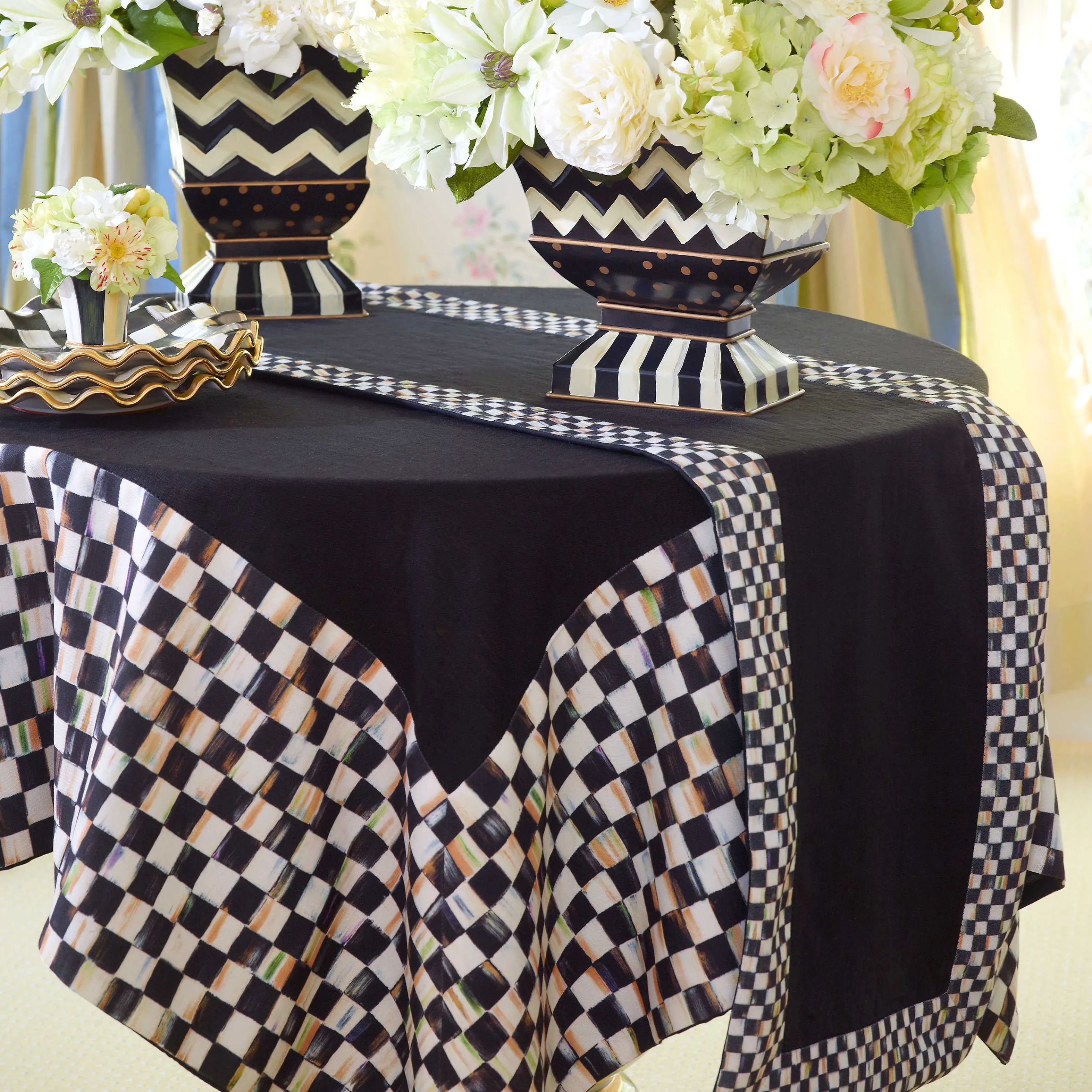 Courtly Check Table Runner - Black