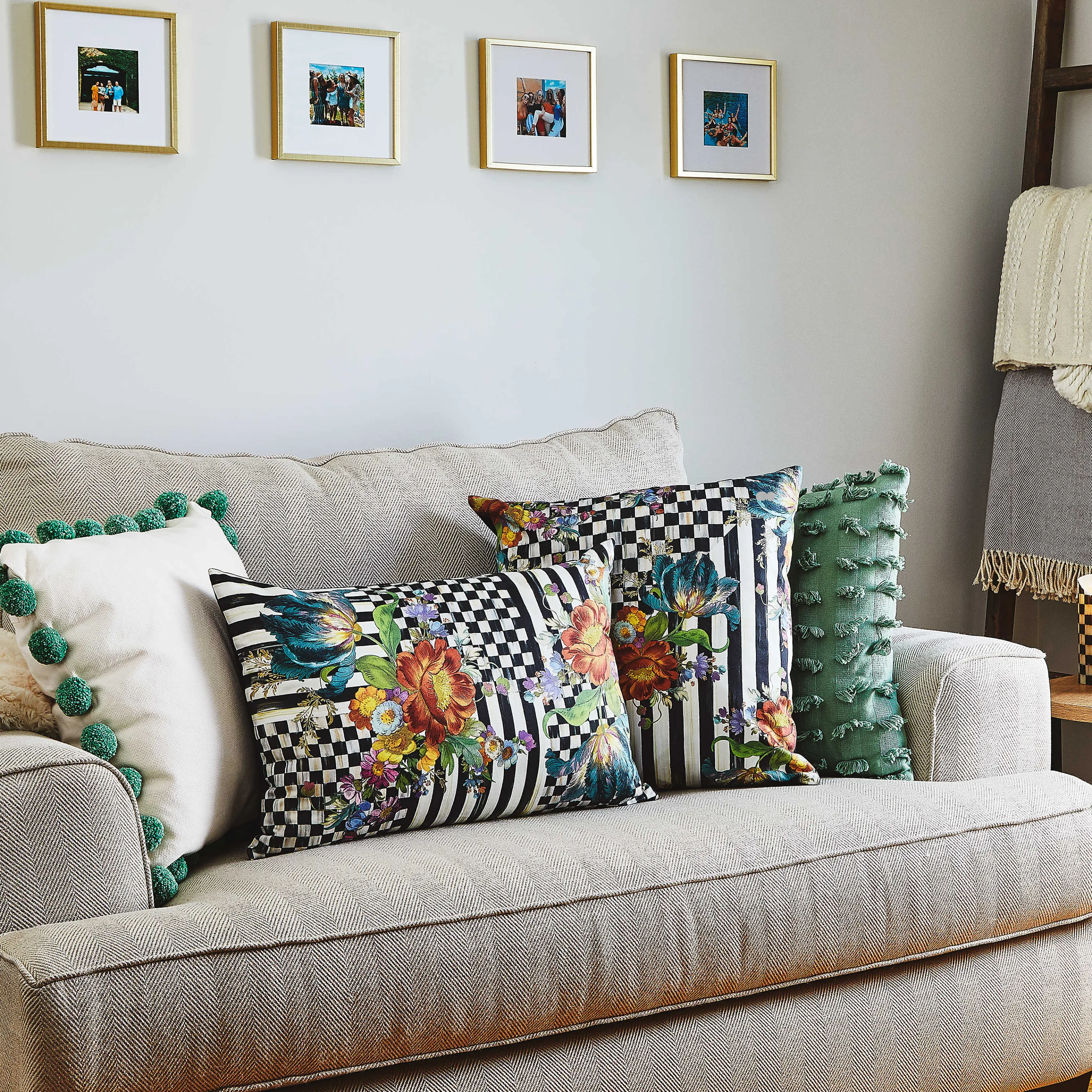 Courtly Flower Market Lumbar Pillow