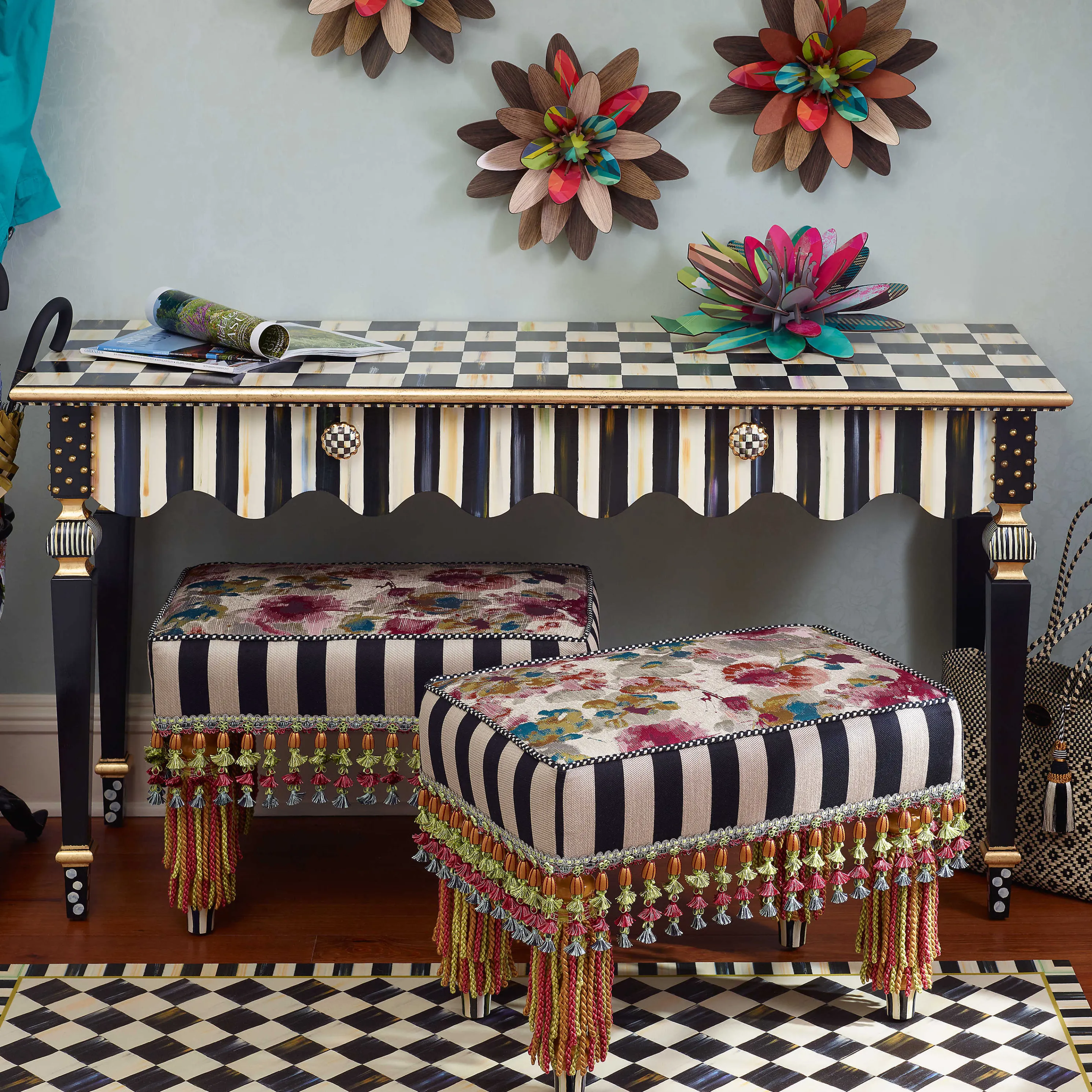 Courtly Stripe Console Table