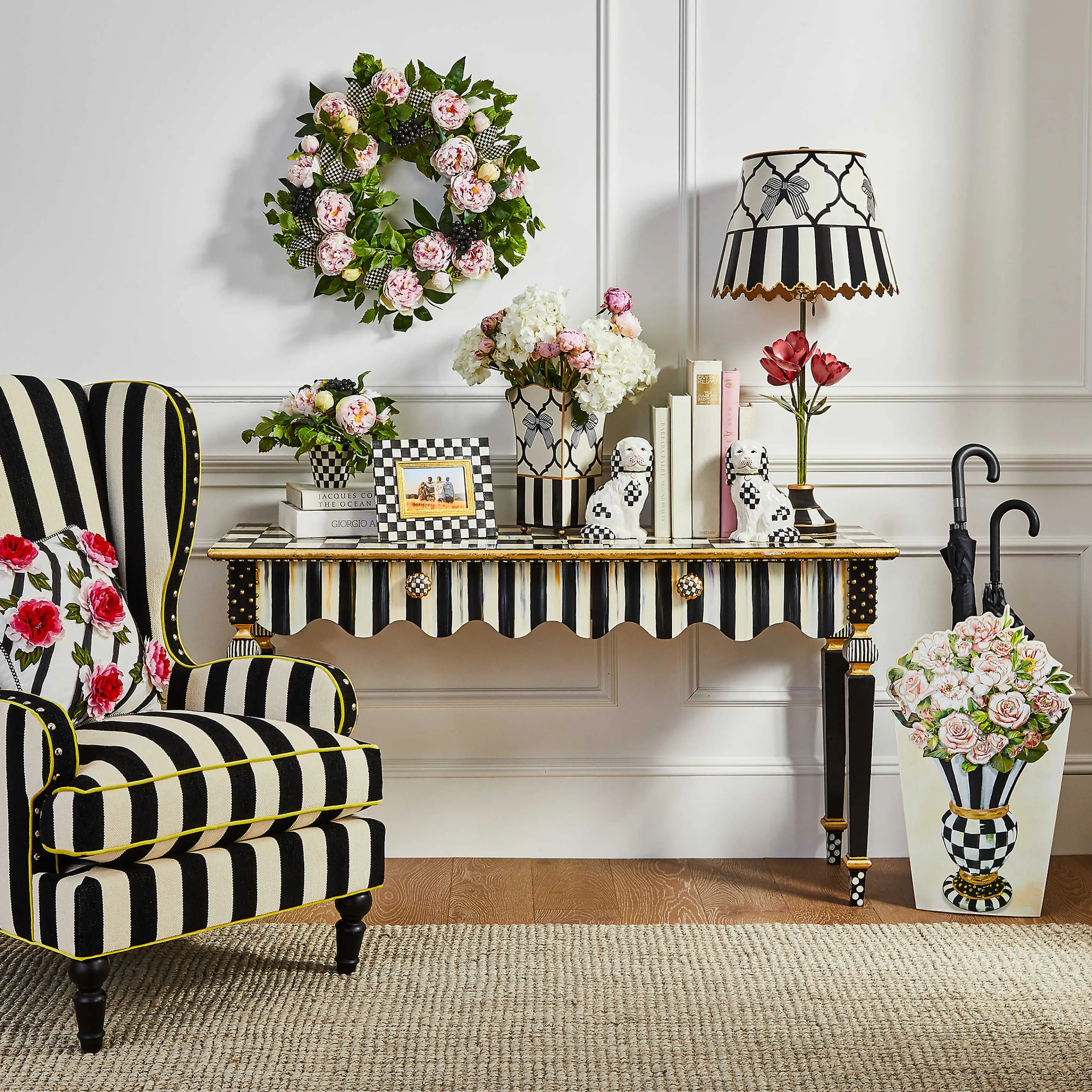 Courtly Stripe Console Table