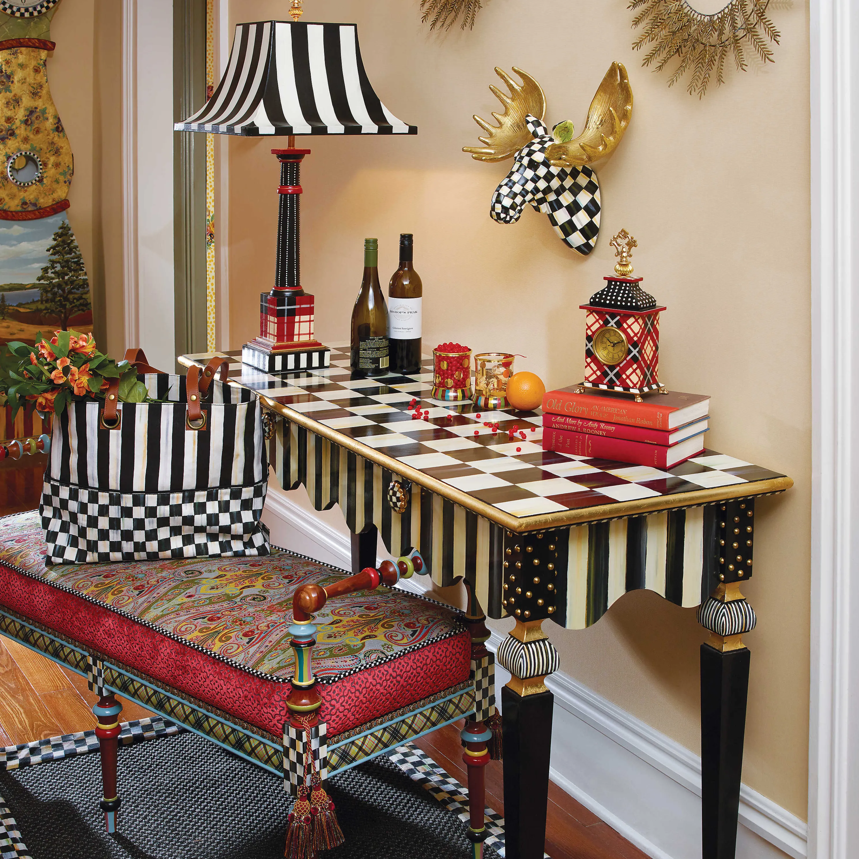 Courtly Stripe Console Table