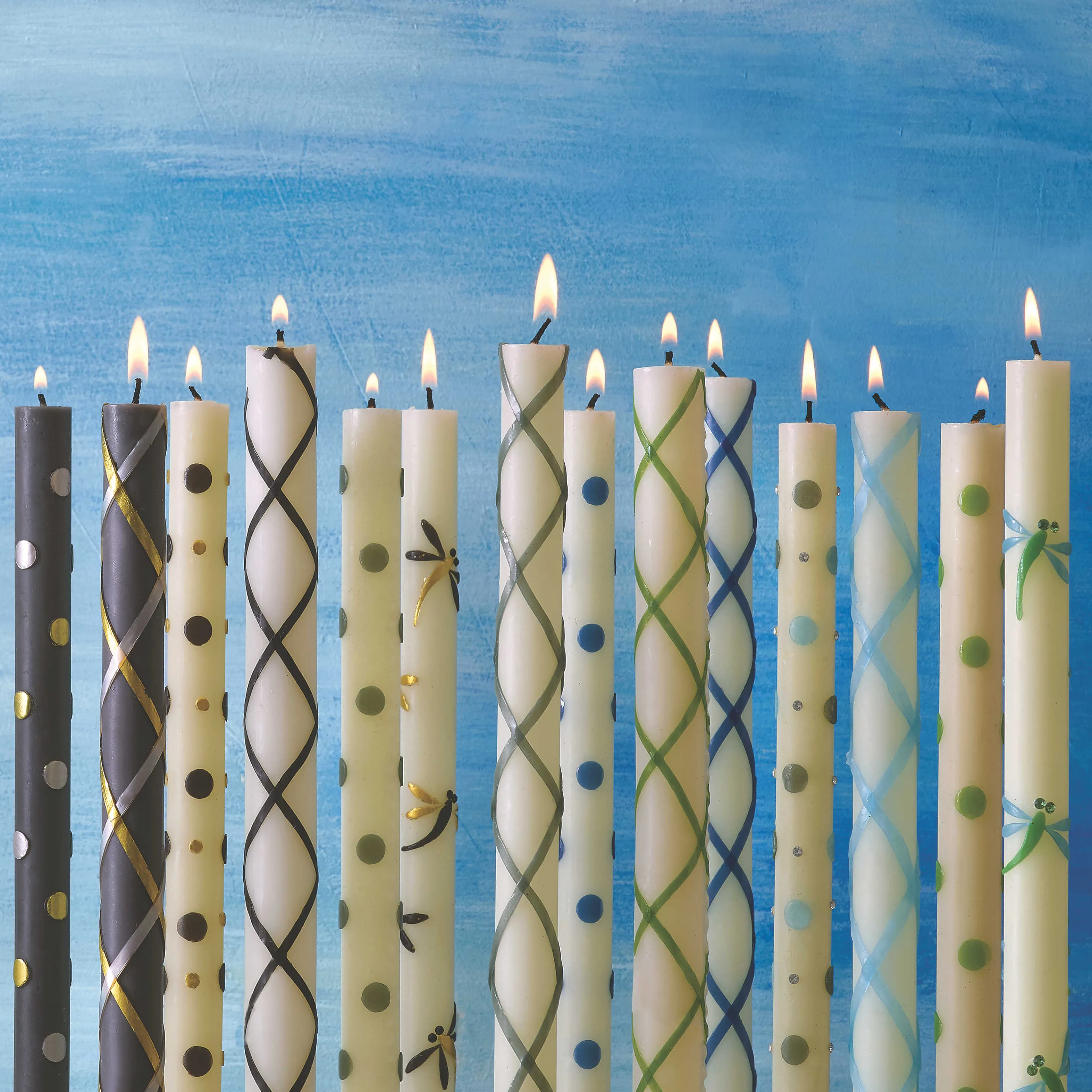 Dragonfly Dinner Candles - Black & Gold - Set Of 2