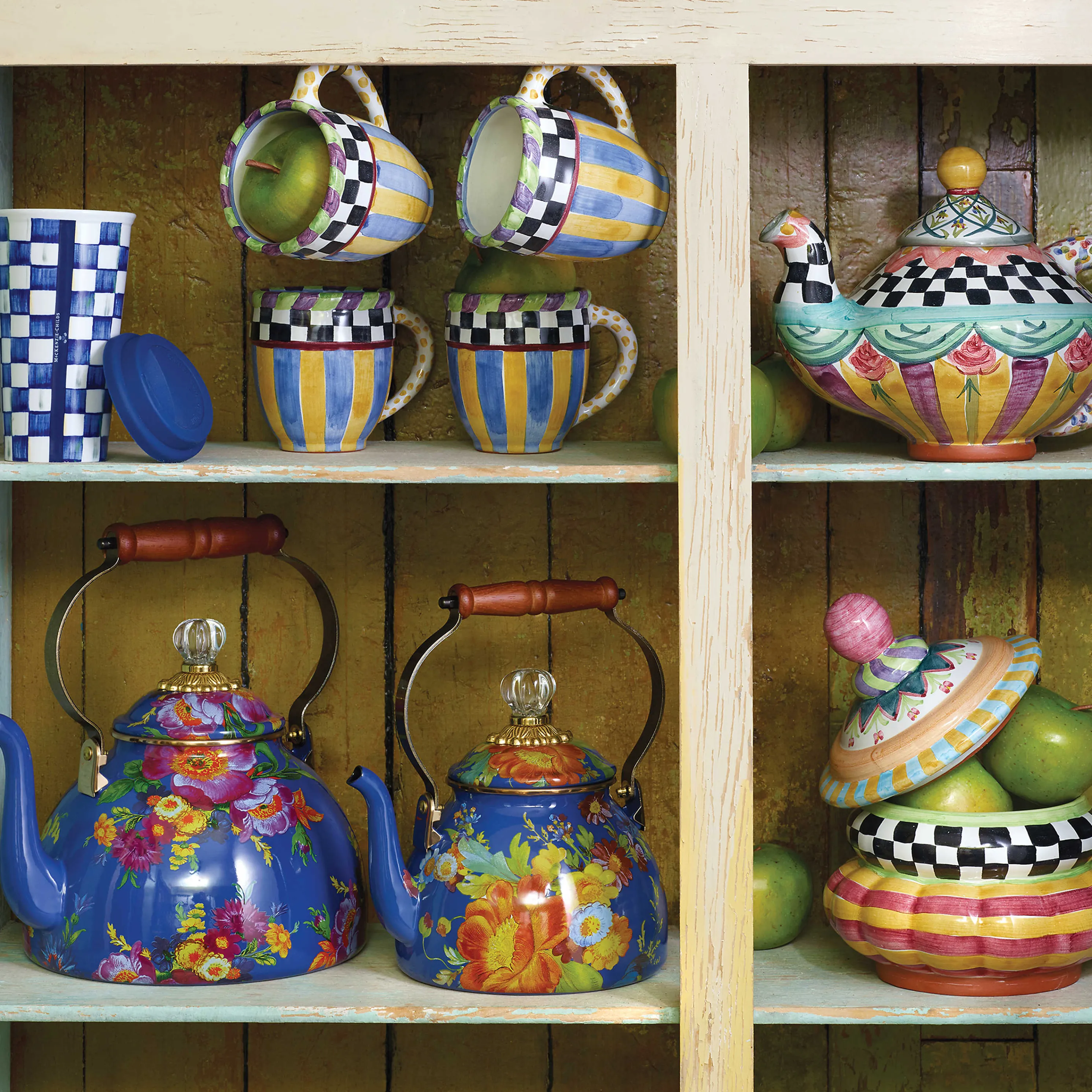 Flower Market 3 Quart Tea Kettle - Lapis